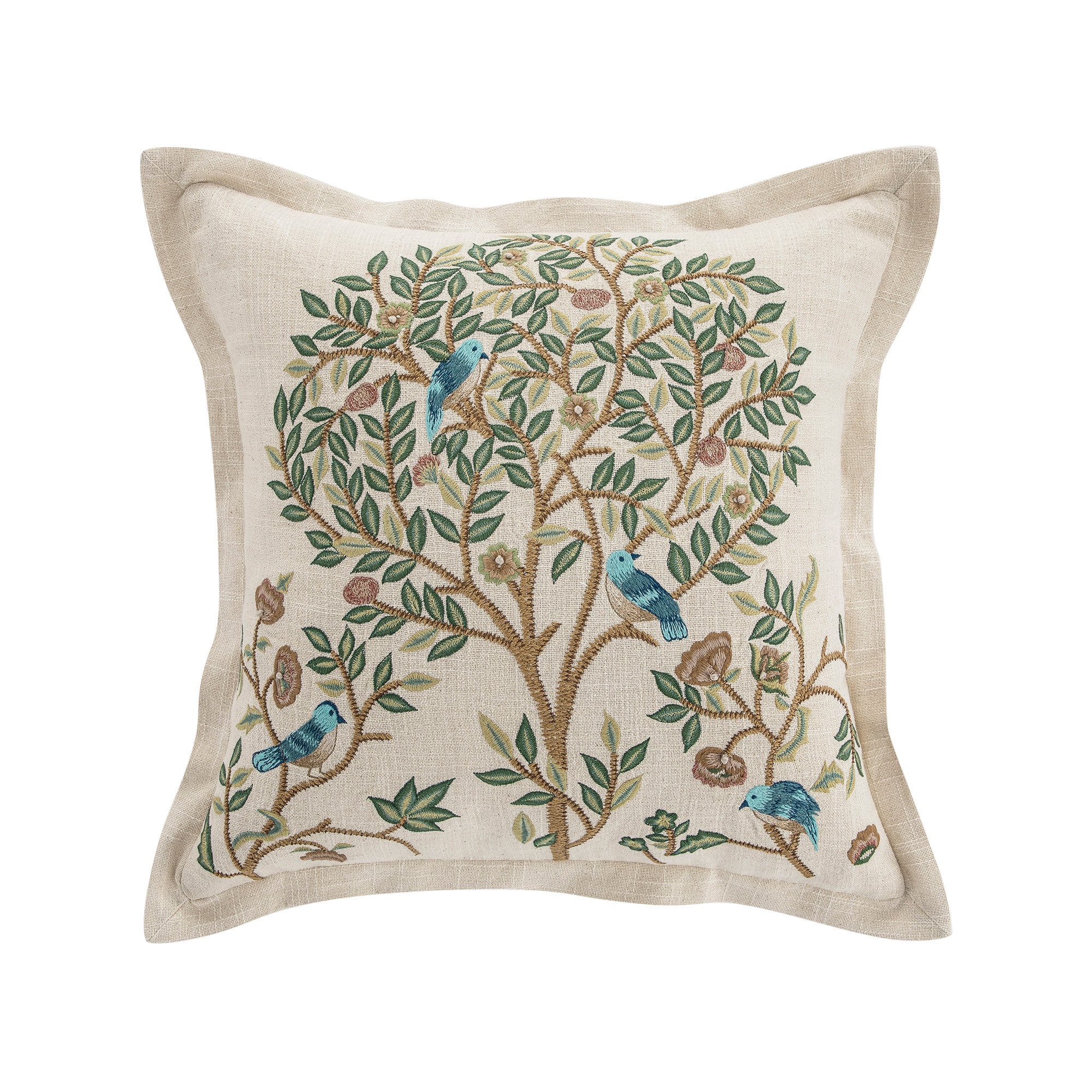 Flora & Fauna Hand Embroidered Tree Of Life Cushion - Image 7