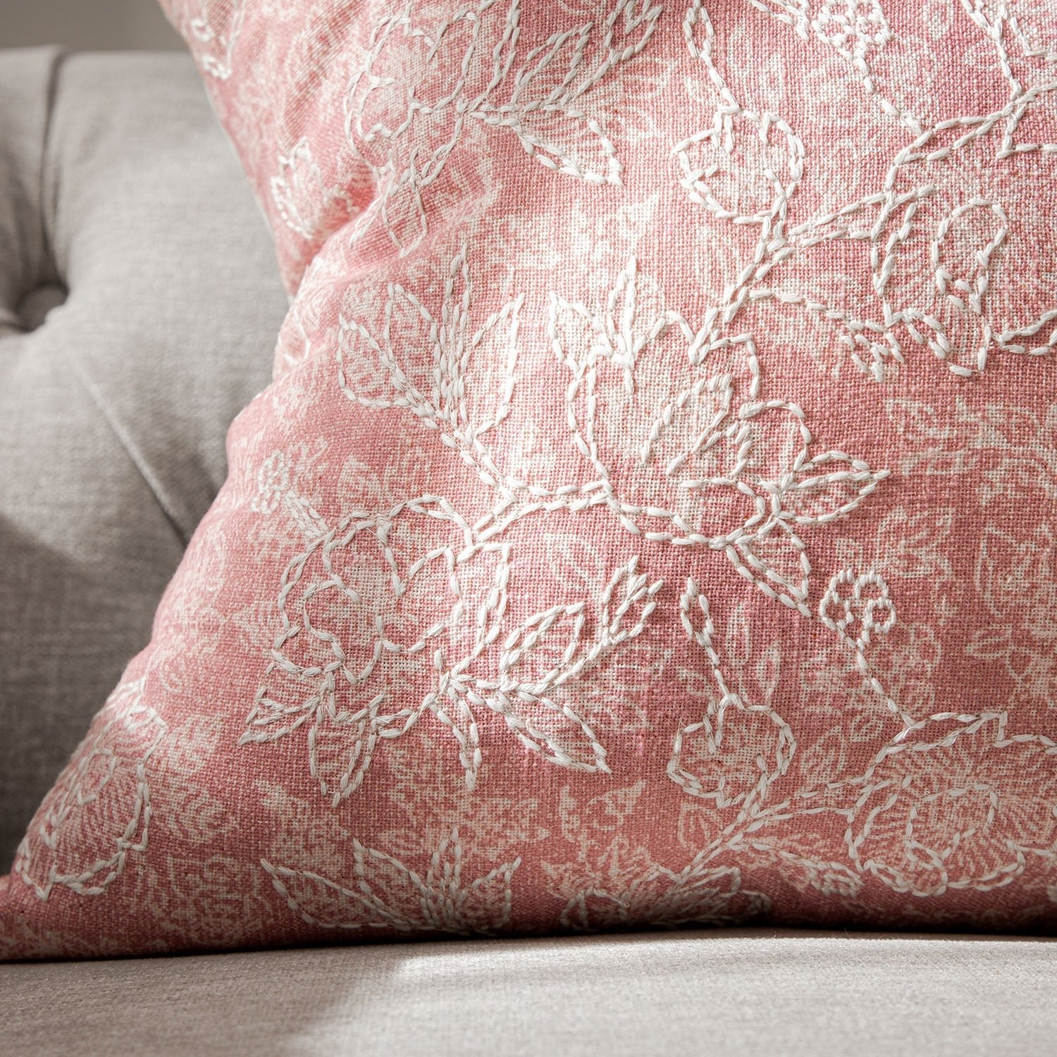 Florence Blossom Printed & Embroidered Cushion - Image 2