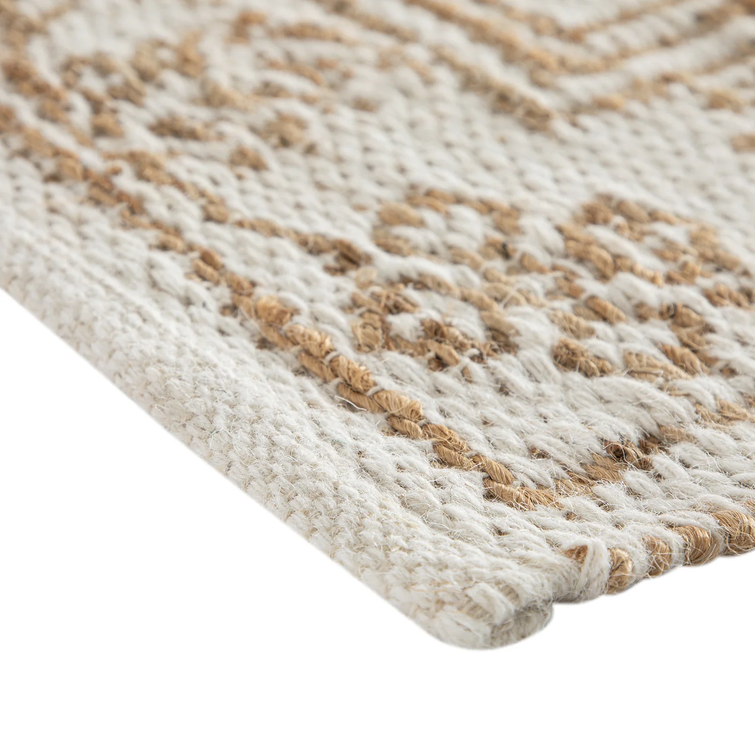 Florie Reversible Jute & Ivory White Wool Floral Jacquard Handwoven Rug - Image 6