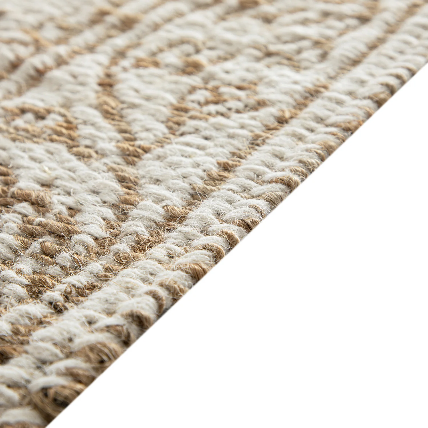 Florie Reversible Jute & Ivory White Wool Floral Jacquard Handwoven Runner - Image 6
