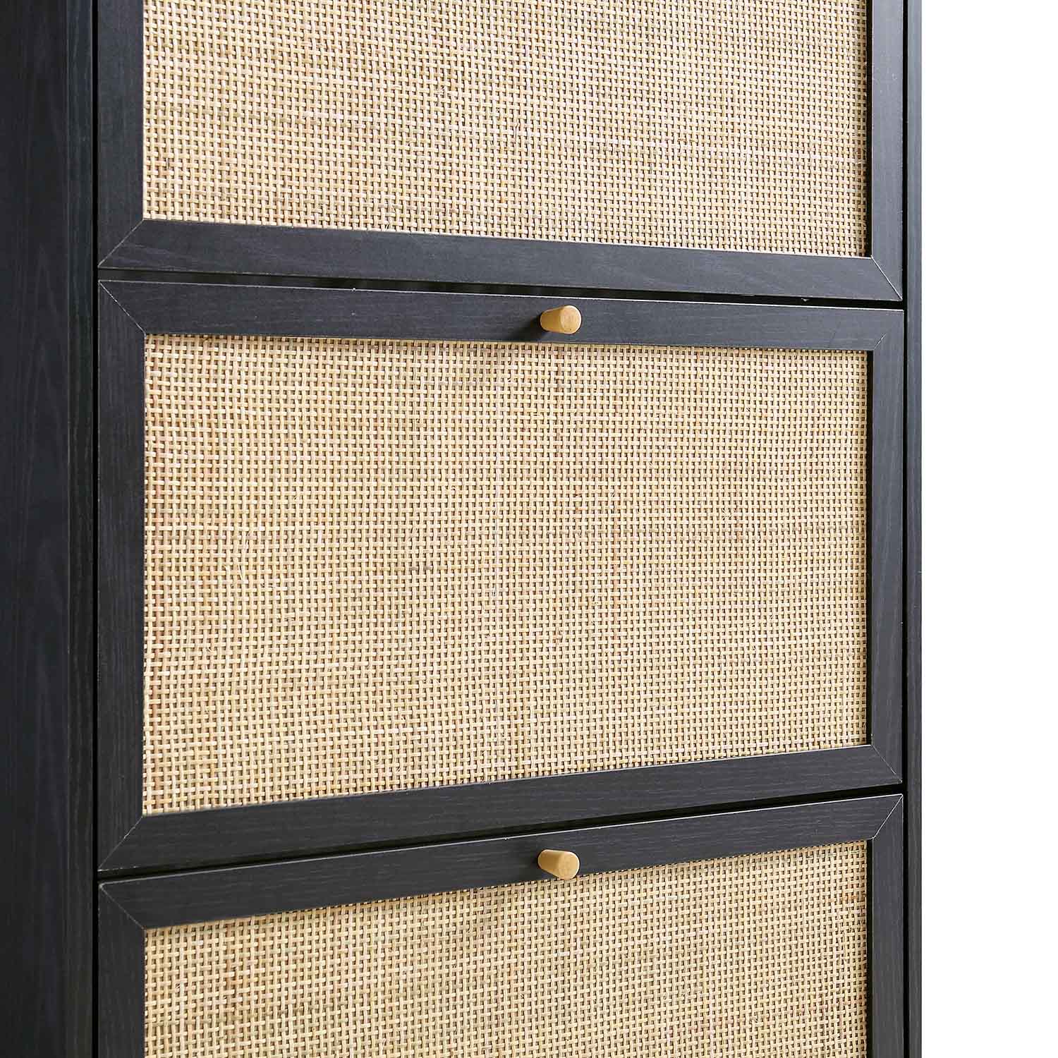 Frances Rattan 3 Tier Shoe Storage Cabinet, Black - Image 11