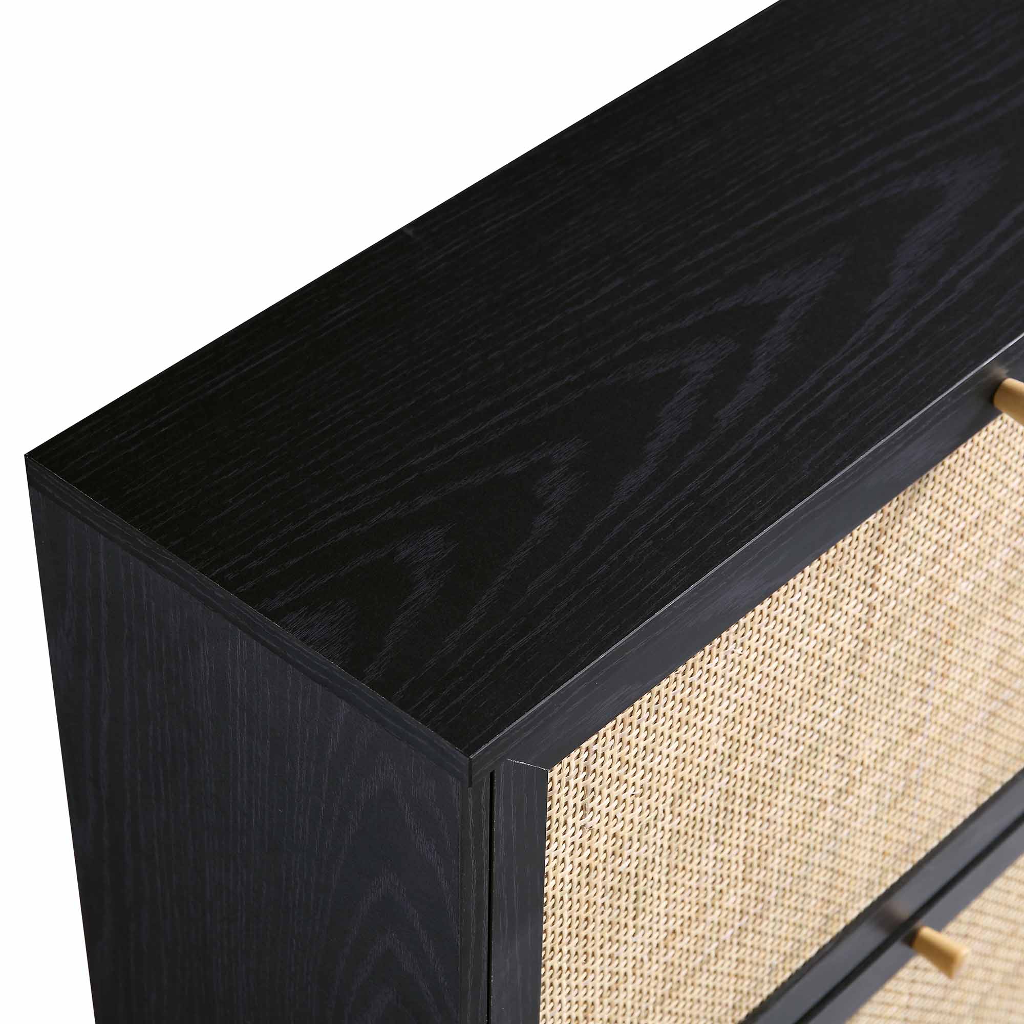Frances Rattan 3 Tier Shoe Storage Cabinet, Black - Image 8