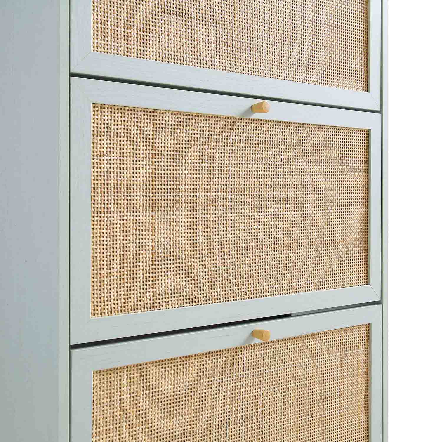 Frances Rattan 3 Tier Shoe Storage Cabinet, Mint - Image 10