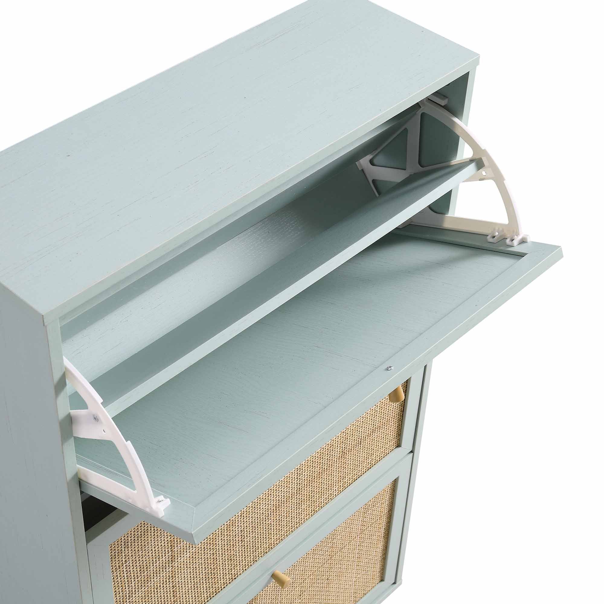 Frances Rattan 3 Tier Shoe Storage Cabinet, Mint - Image 9