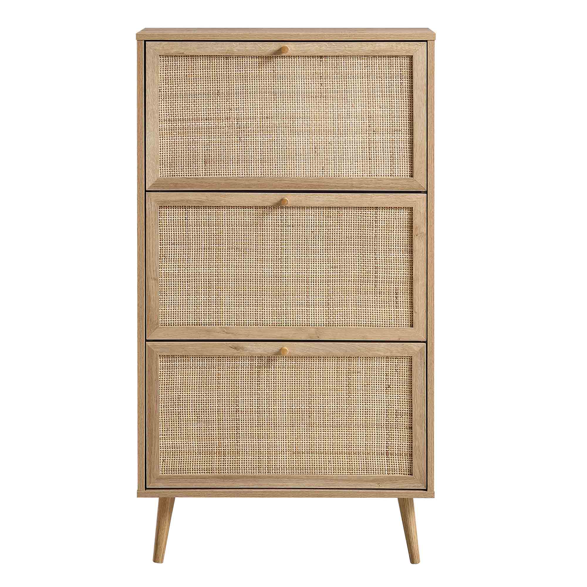 Frances Rattan 3 Tier Shoe Storage Cabinet, Natural - Image 3
