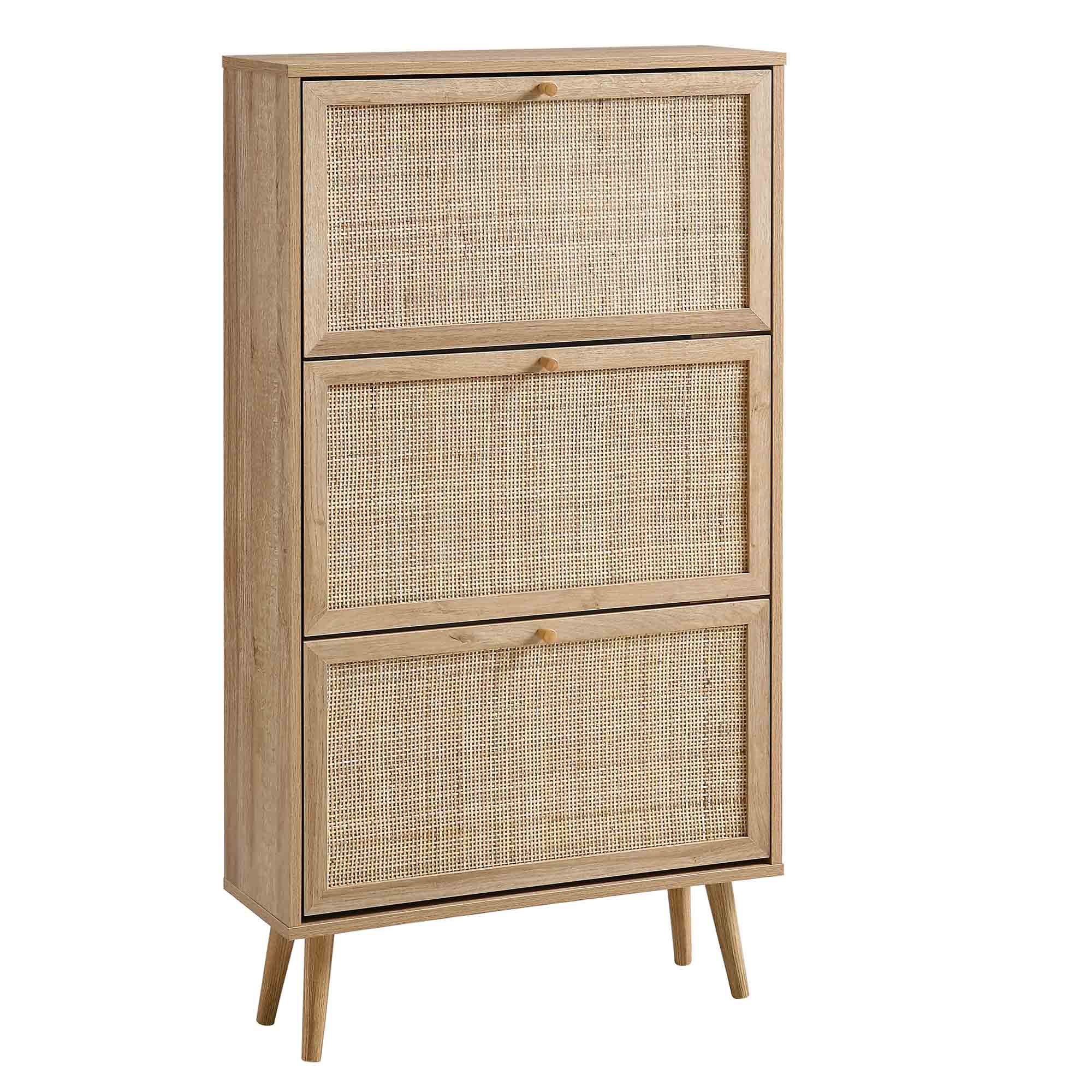 Frances Rattan 3 Tier Shoe Storage Cabinet, Natural - Image 4