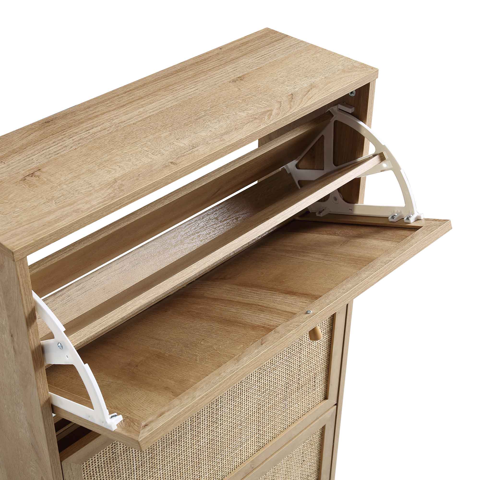 Frances Rattan 3 Tier Shoe Storage Cabinet, Natural - Image 9