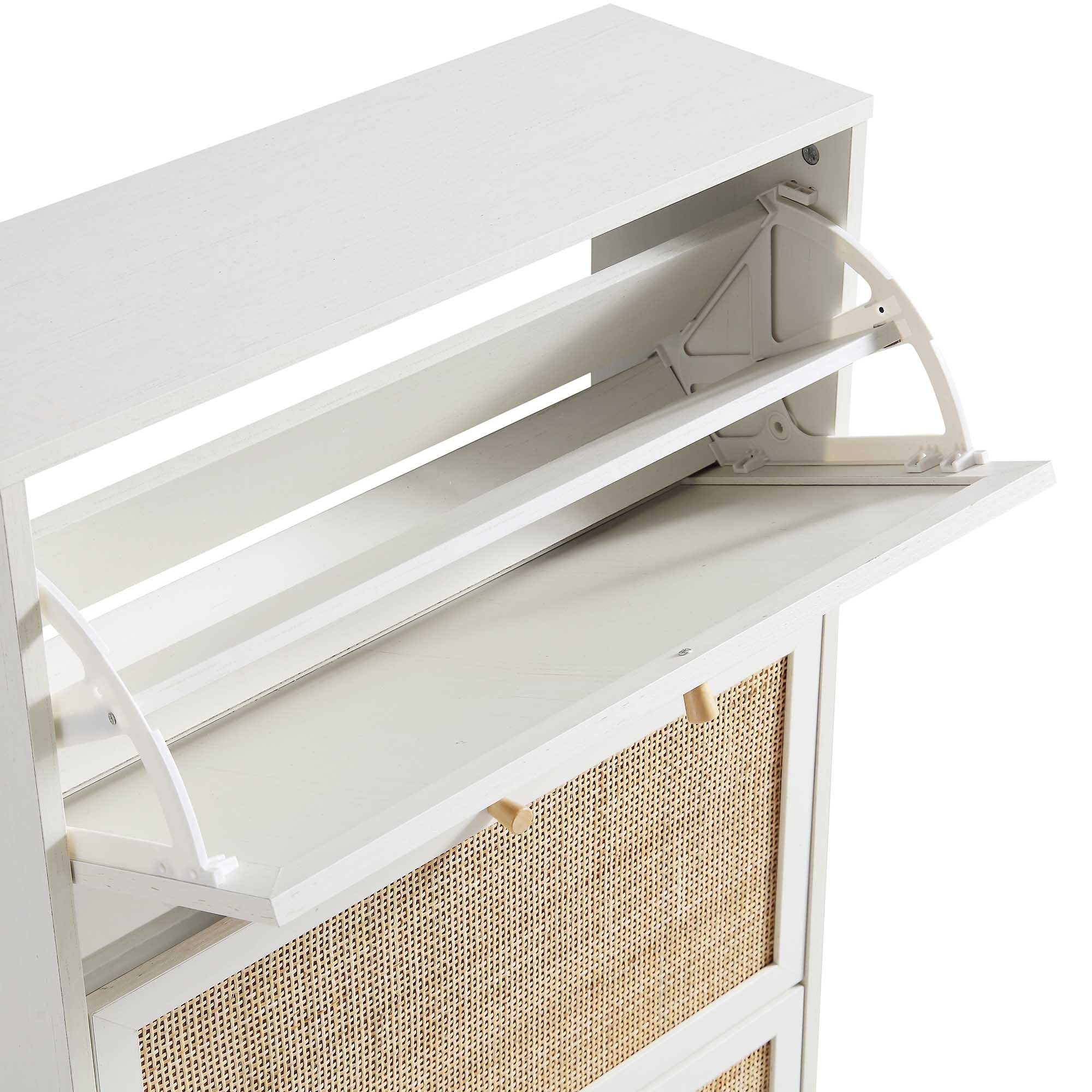 Frances Rattan 3 Tier Shoe Storage Cabinet, White - Image 10