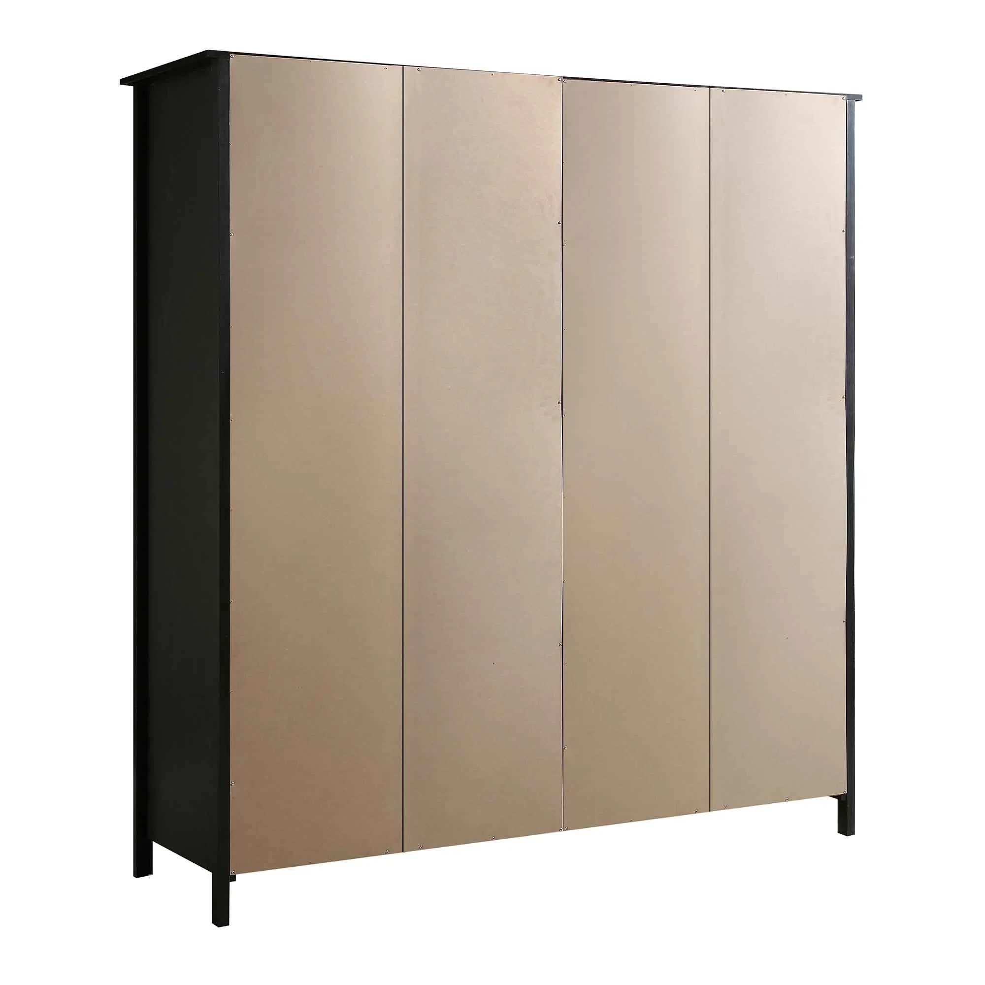 Frances Rattan 4-Door Wardrobe with 2 Drawers, Black - Image 10