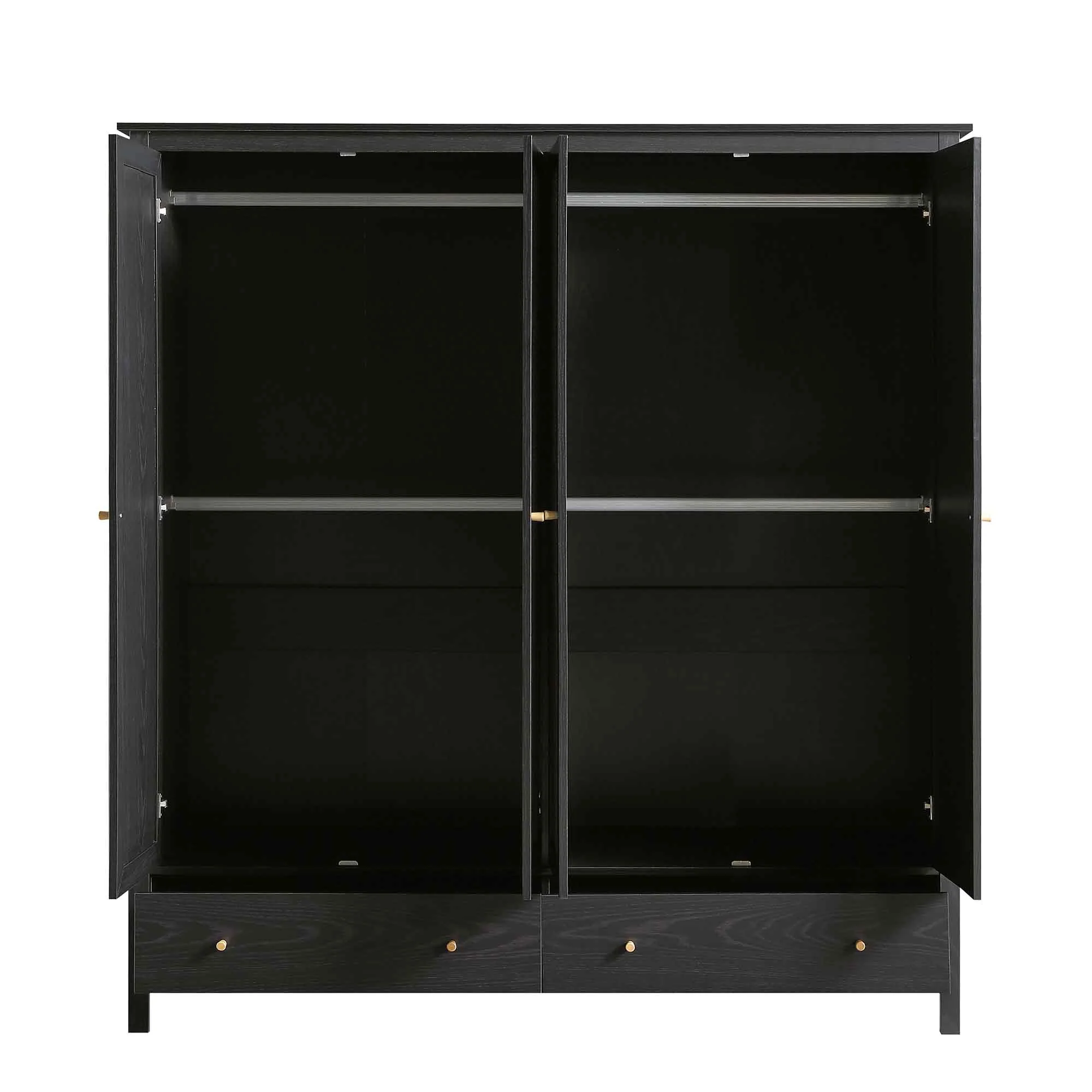 Frances Rattan 4-Door Wardrobe with 2 Drawers, Black - Image 8