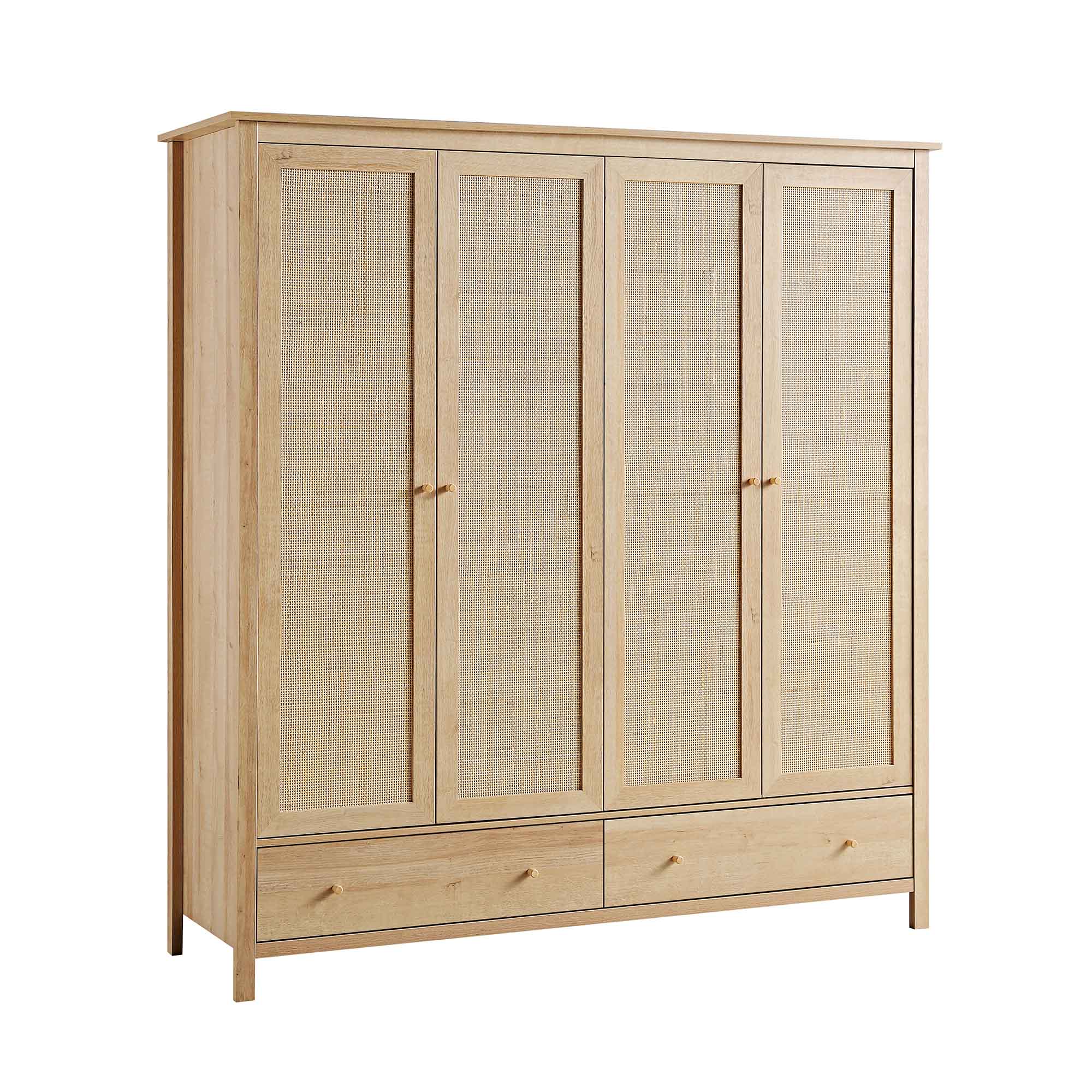 Frances Rattan 4-Door Wardrobe with 2 Drawers, Natural - Image 5