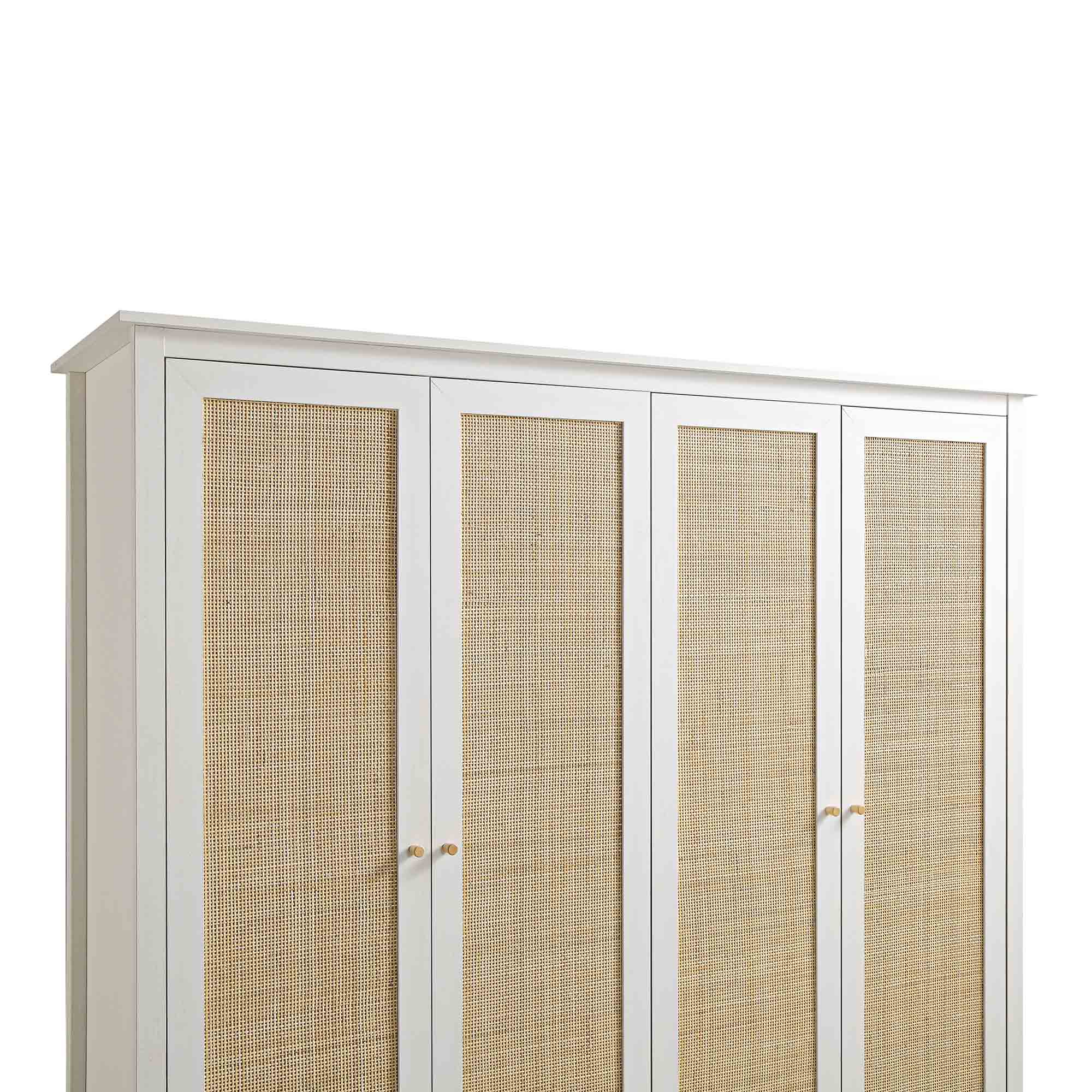 Frances Rattan 4-Door Wardrobe with 2 Drawers, White - Image 11