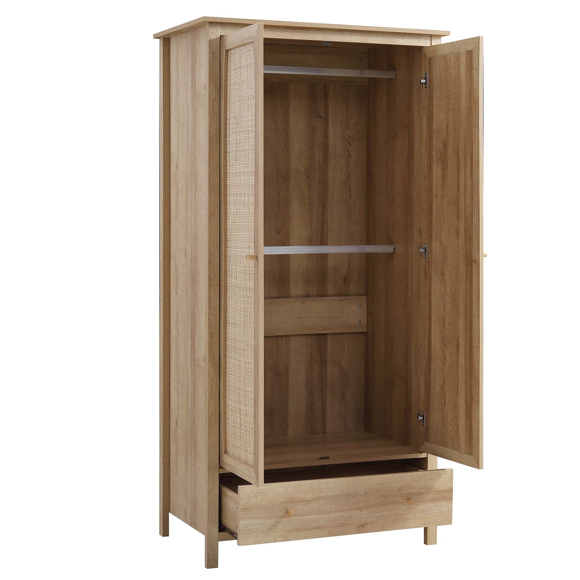 Frances Rattan Double Wardrobe with 1 Drawer, Natural - Image 6