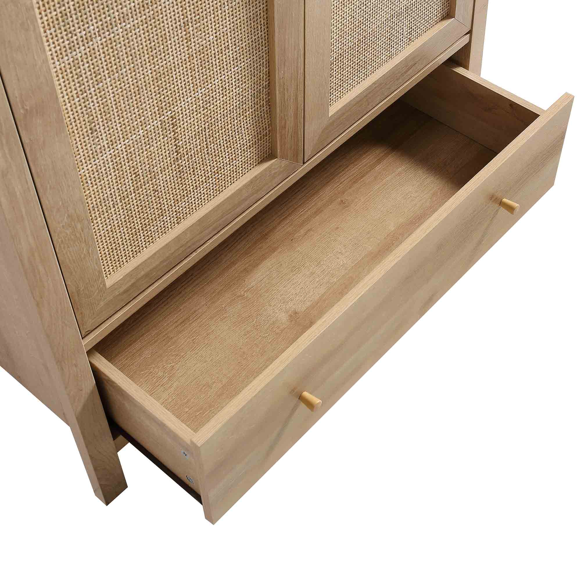 Frances Rattan Double Wardrobe with 1 Drawer, Natural - Image 9