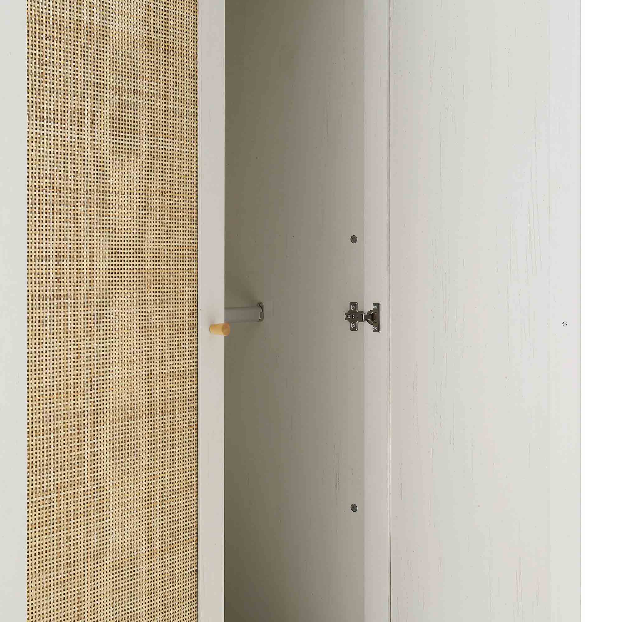 Frances Rattan Double Wardrobe with 1 Drawer, White - Image 11