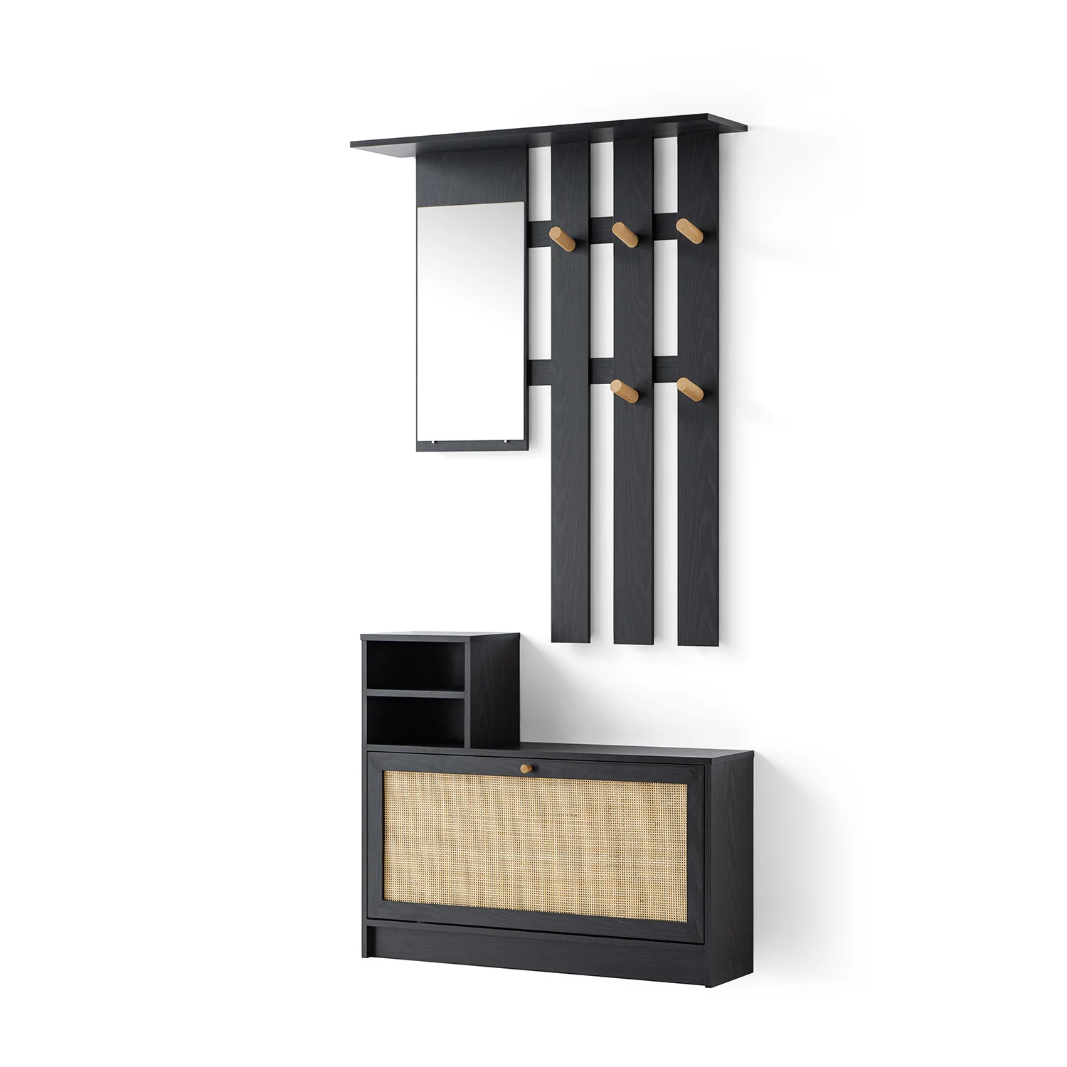 Frances Rattan Hallway Unit with Mirror, Black - Image 11