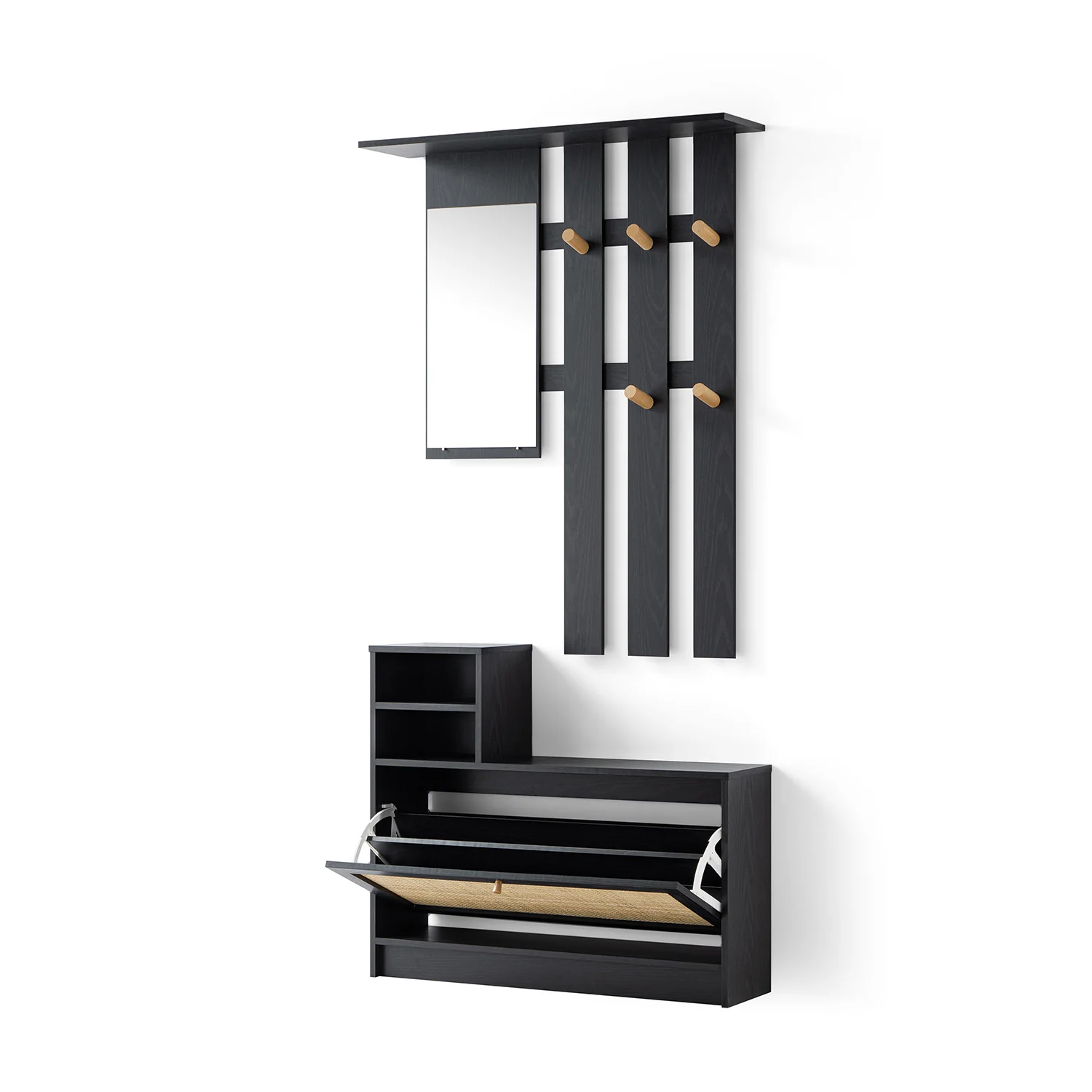 Frances Rattan Hallway Unit with Mirror, Black - Image 12