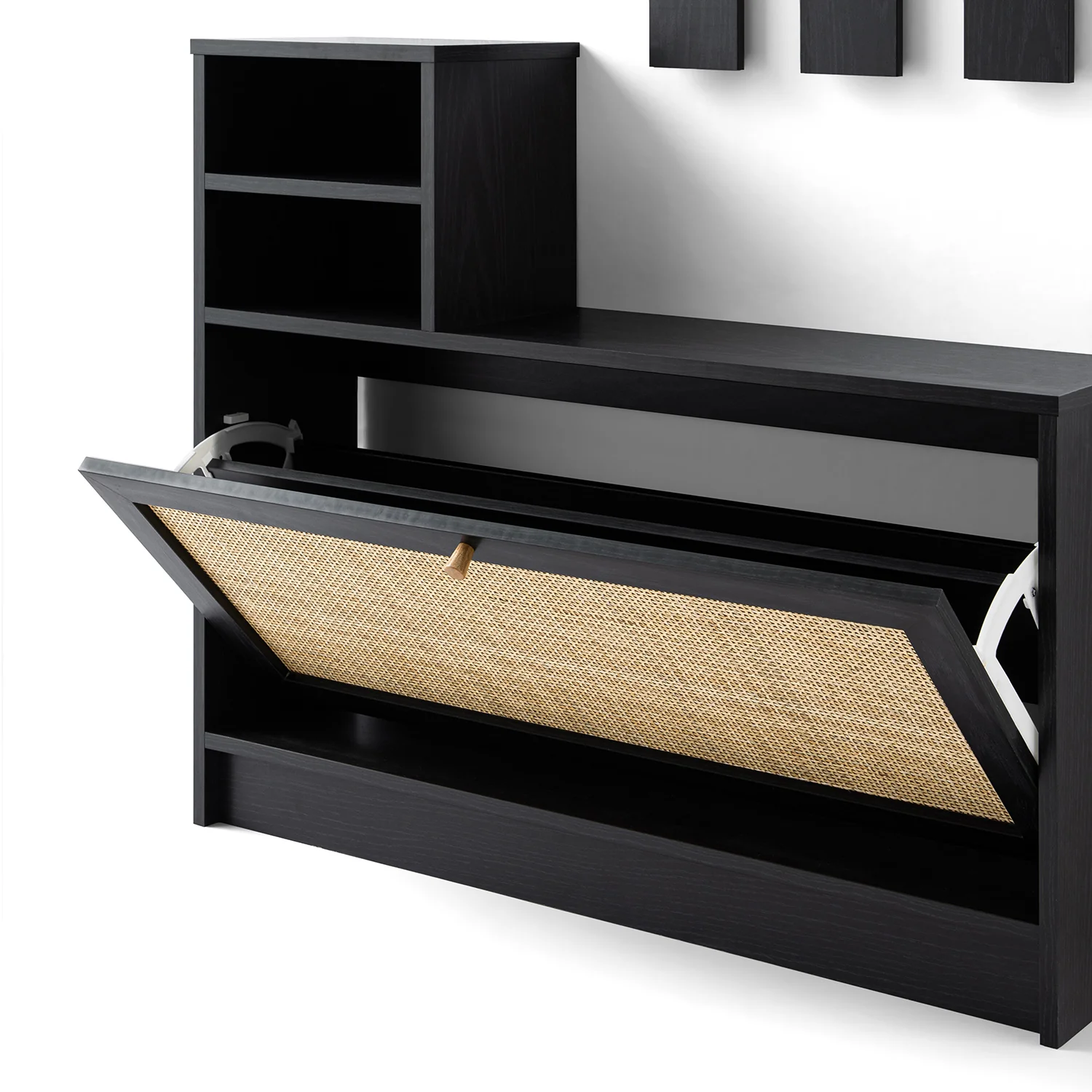 Frances Rattan Hallway Unit with Mirror, Black - Image 15