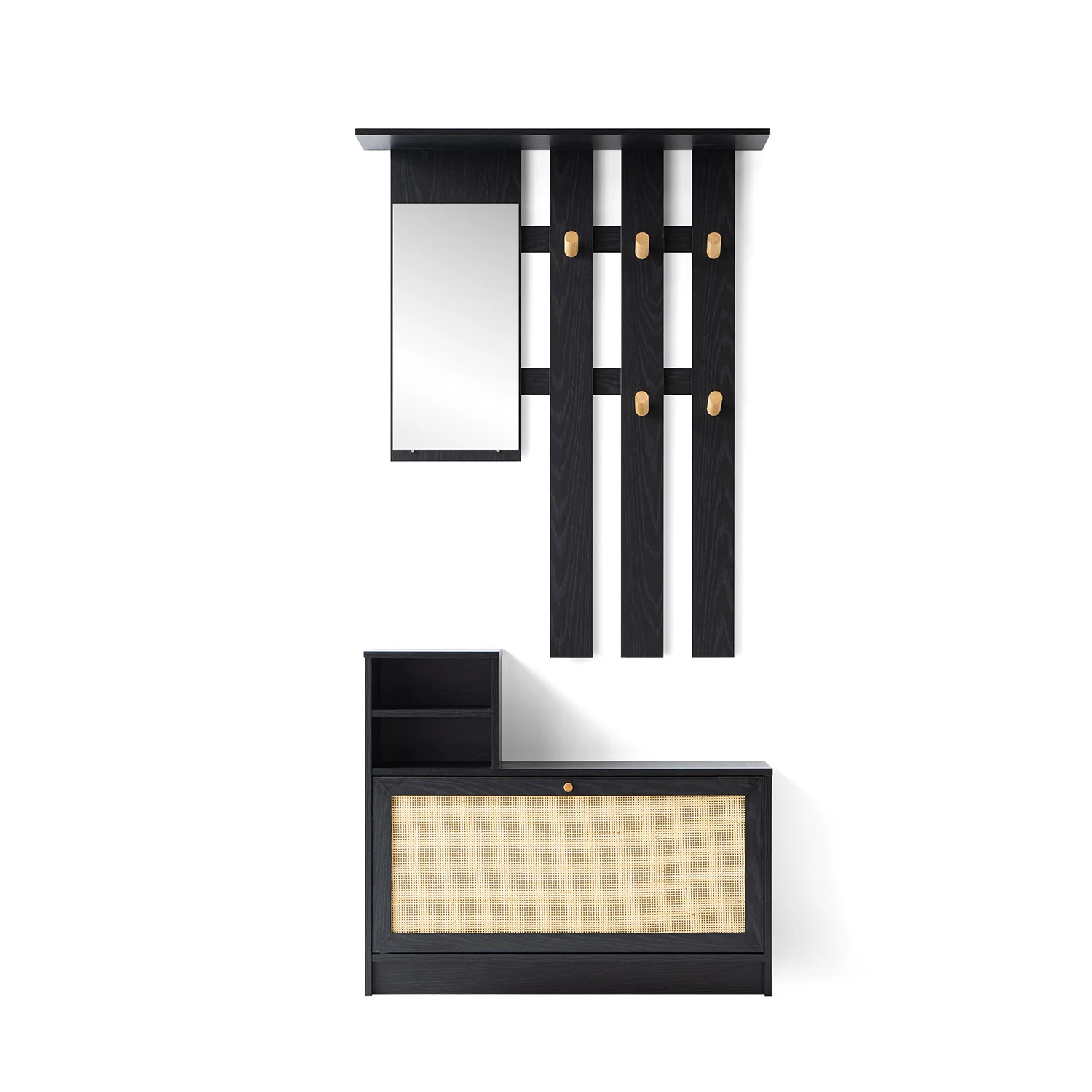 Frances Rattan Hallway Unit with Mirror, Black - Image 8