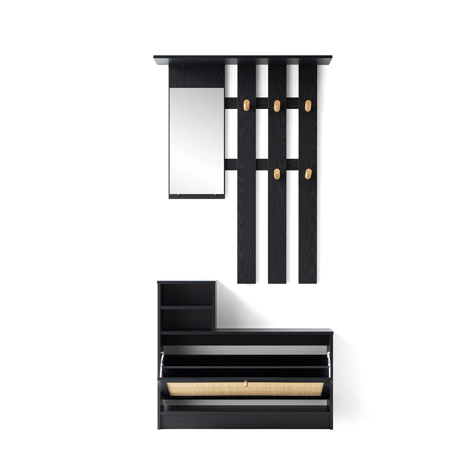 Frances Rattan Hallway Unit with Mirror, Black - Image 9