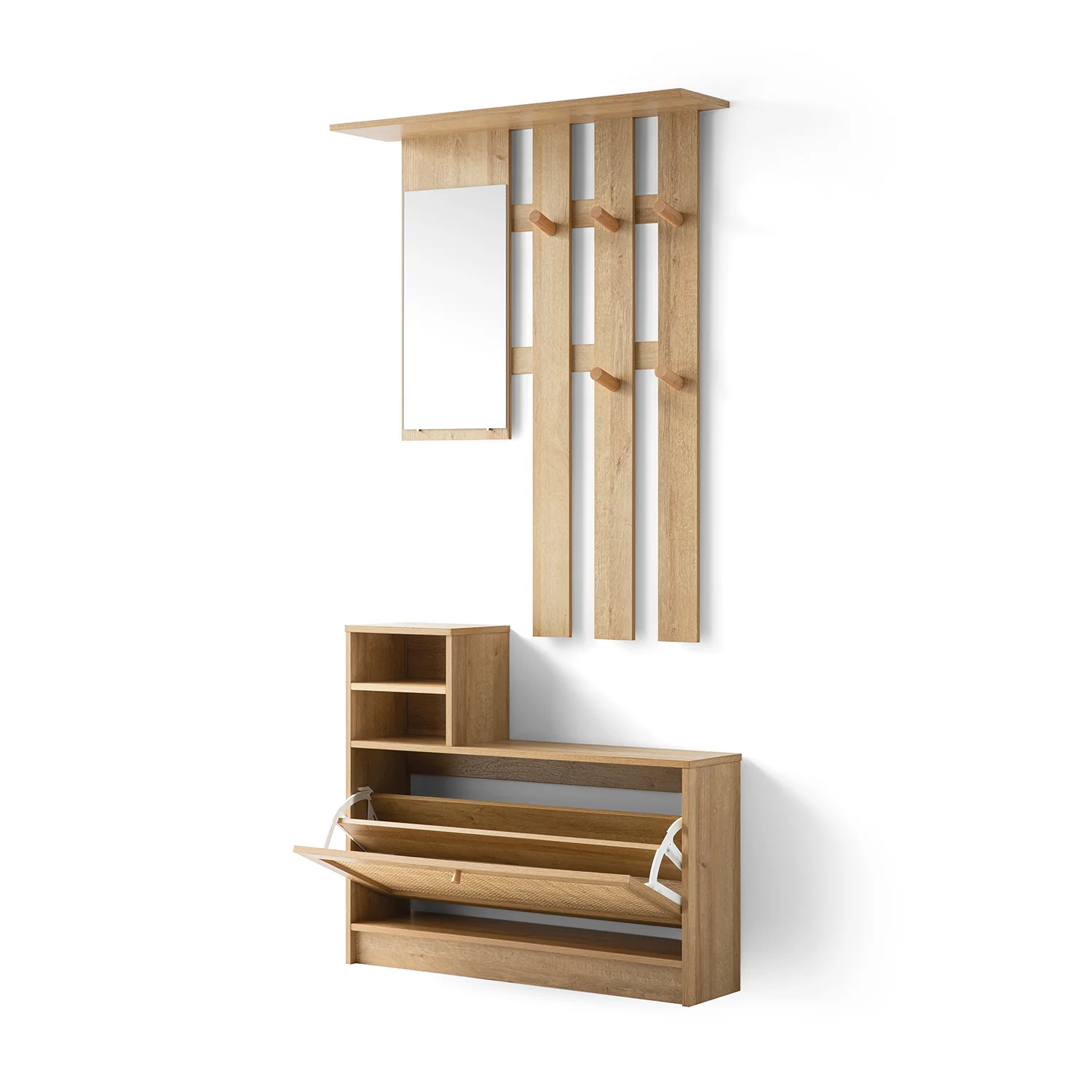 Frances Rattan Hallway Unit with Mirror, Natural - Image 11