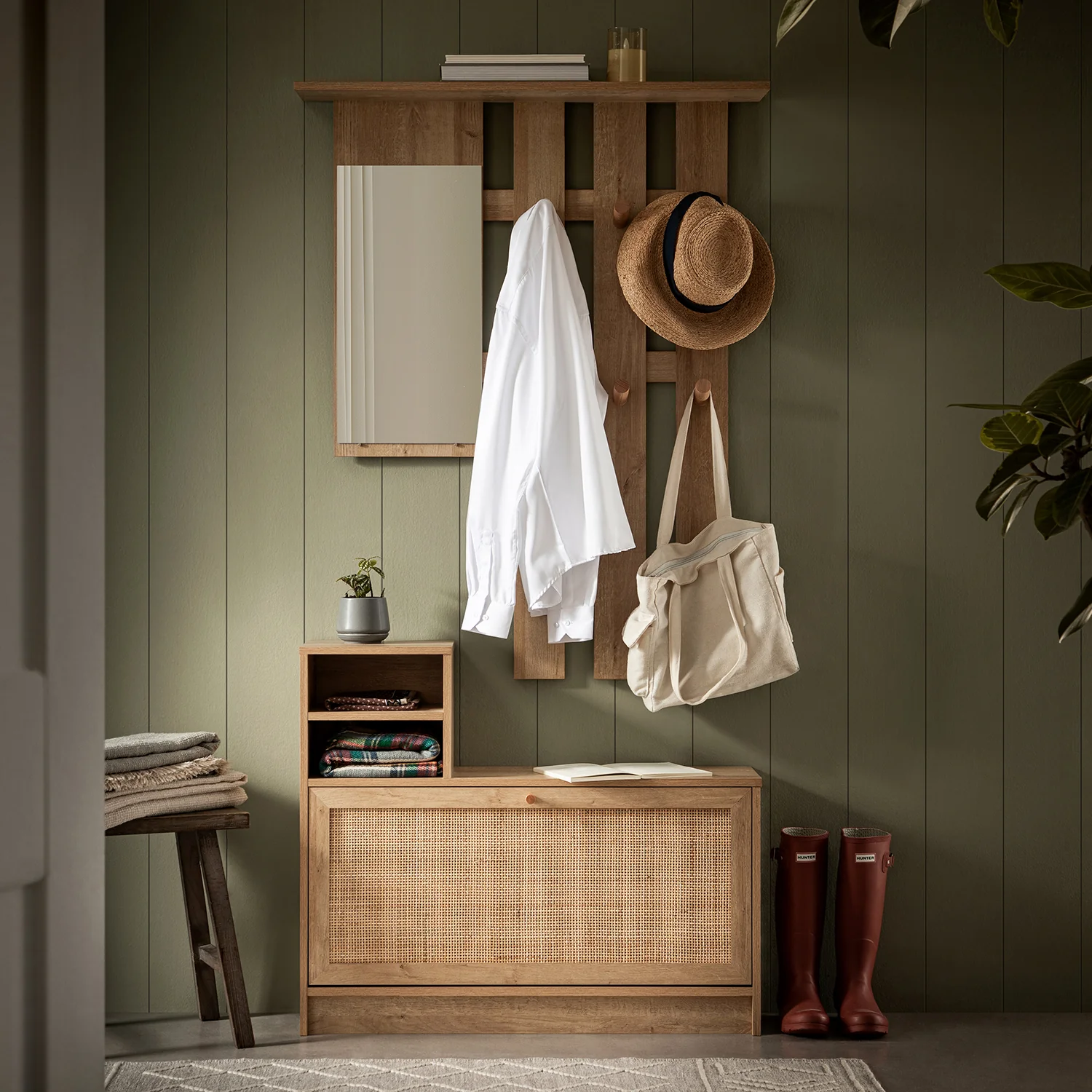 Frances Rattan Hallway Unit with Mirror, Natural - Image 2