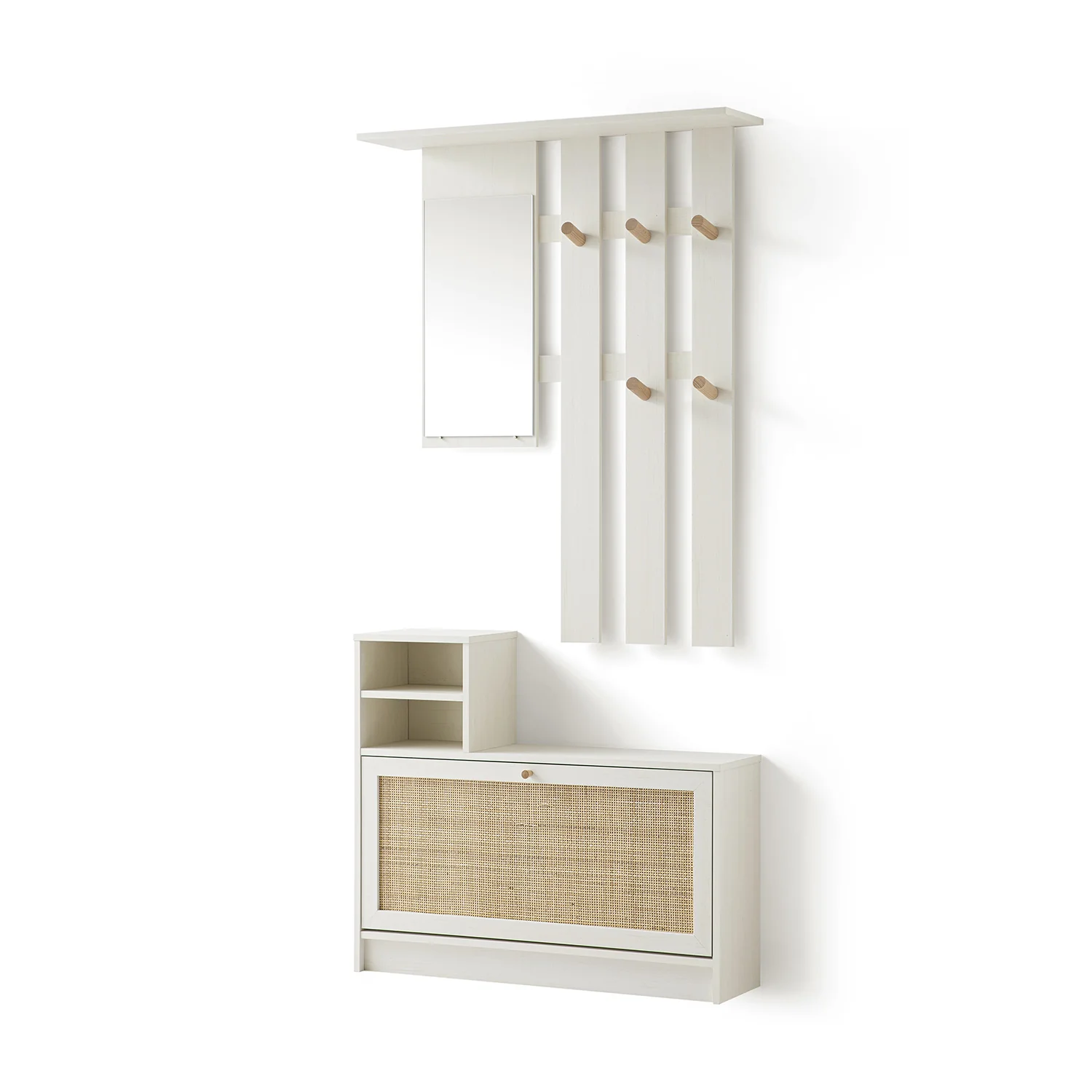 Frances Rattan Hallway Unit with Mirror, White - Image 4