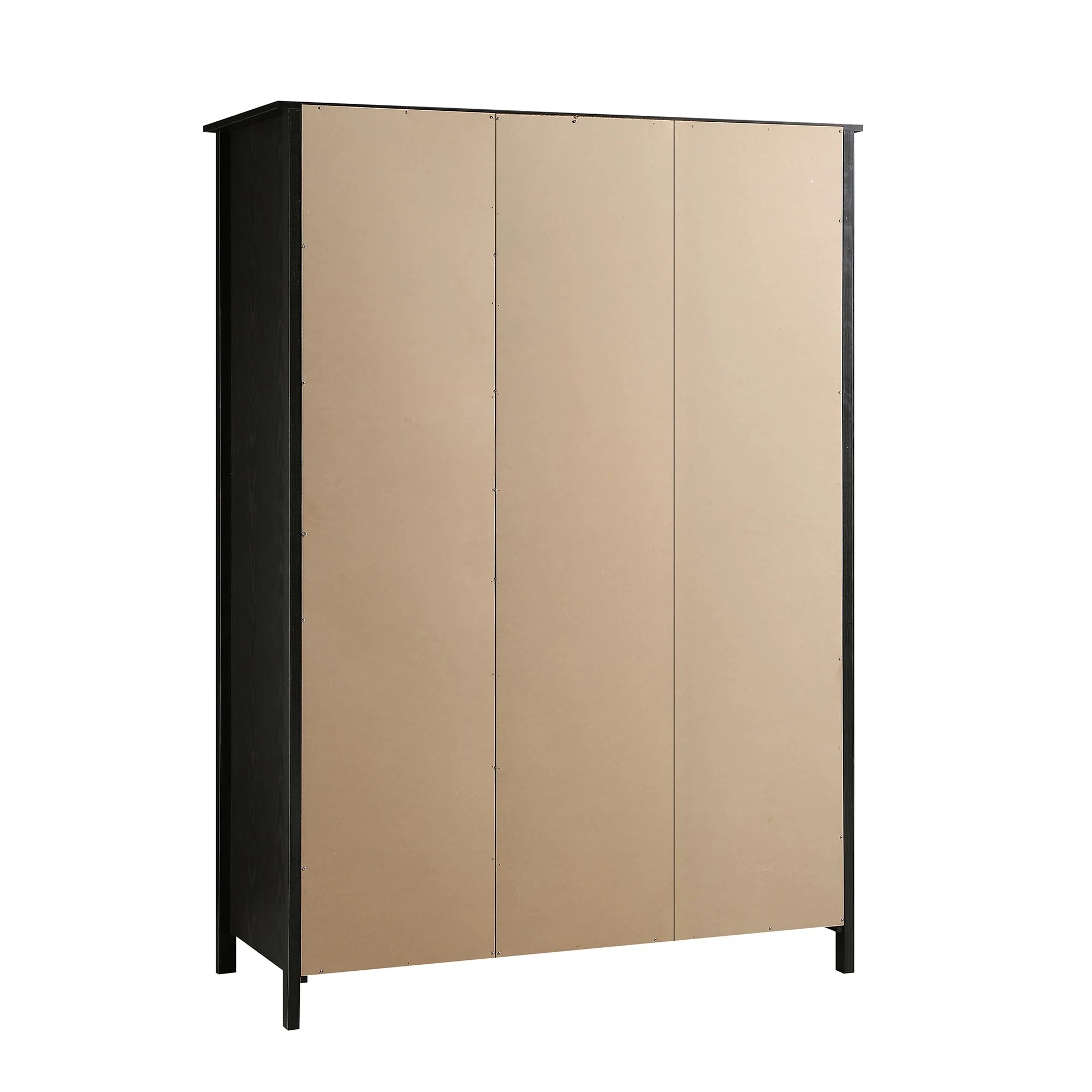 Frances Rattan Triple Wardrobe with 2 Drawers, Black - Image 10