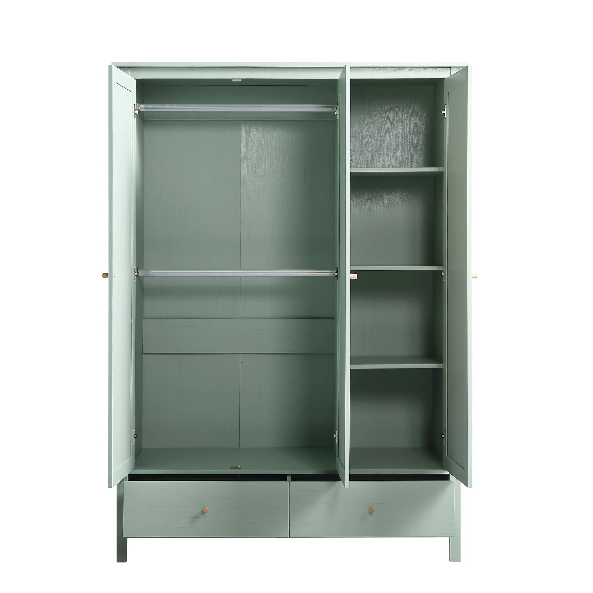 Frances Rattan Triple Wardrobe with 2 Drawers, Mint - Image 5