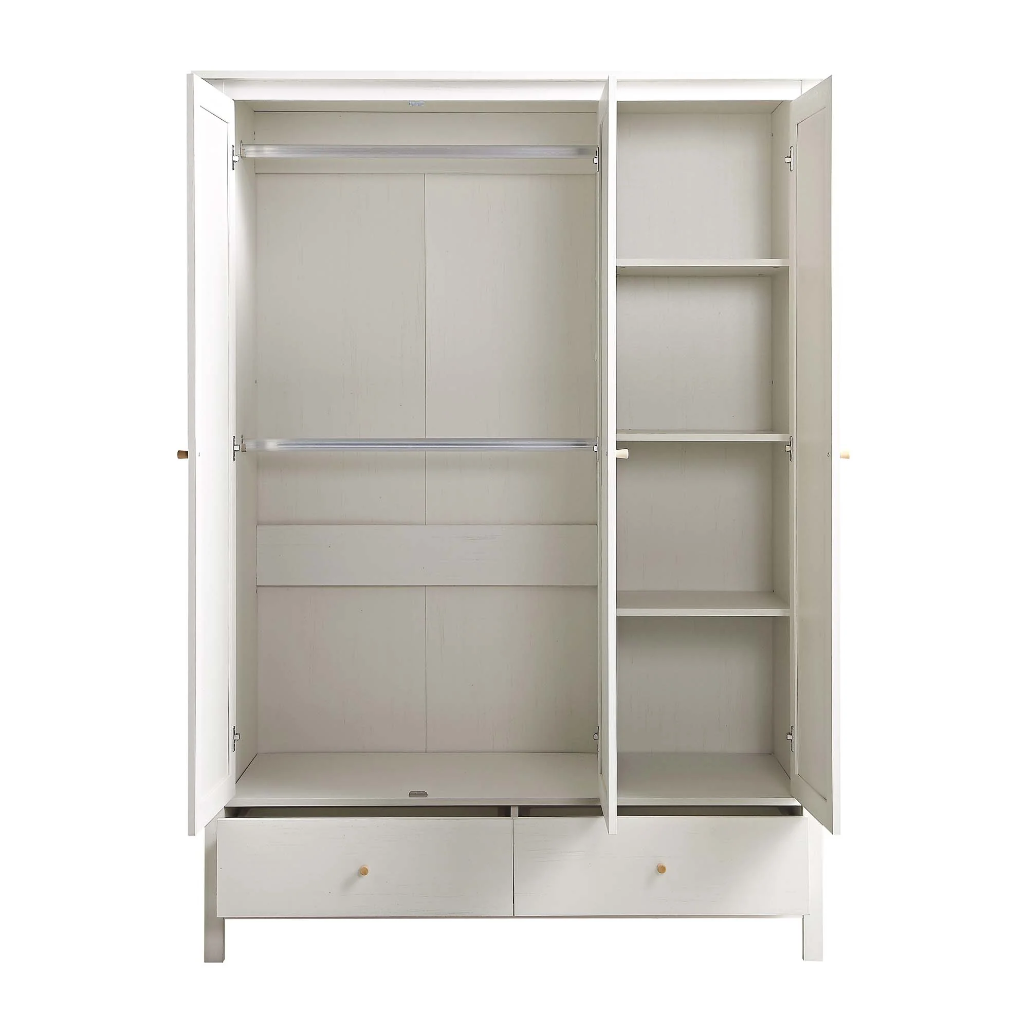 Frances Rattan Triple Wardrobe with 2 Drawers, White - Image 8