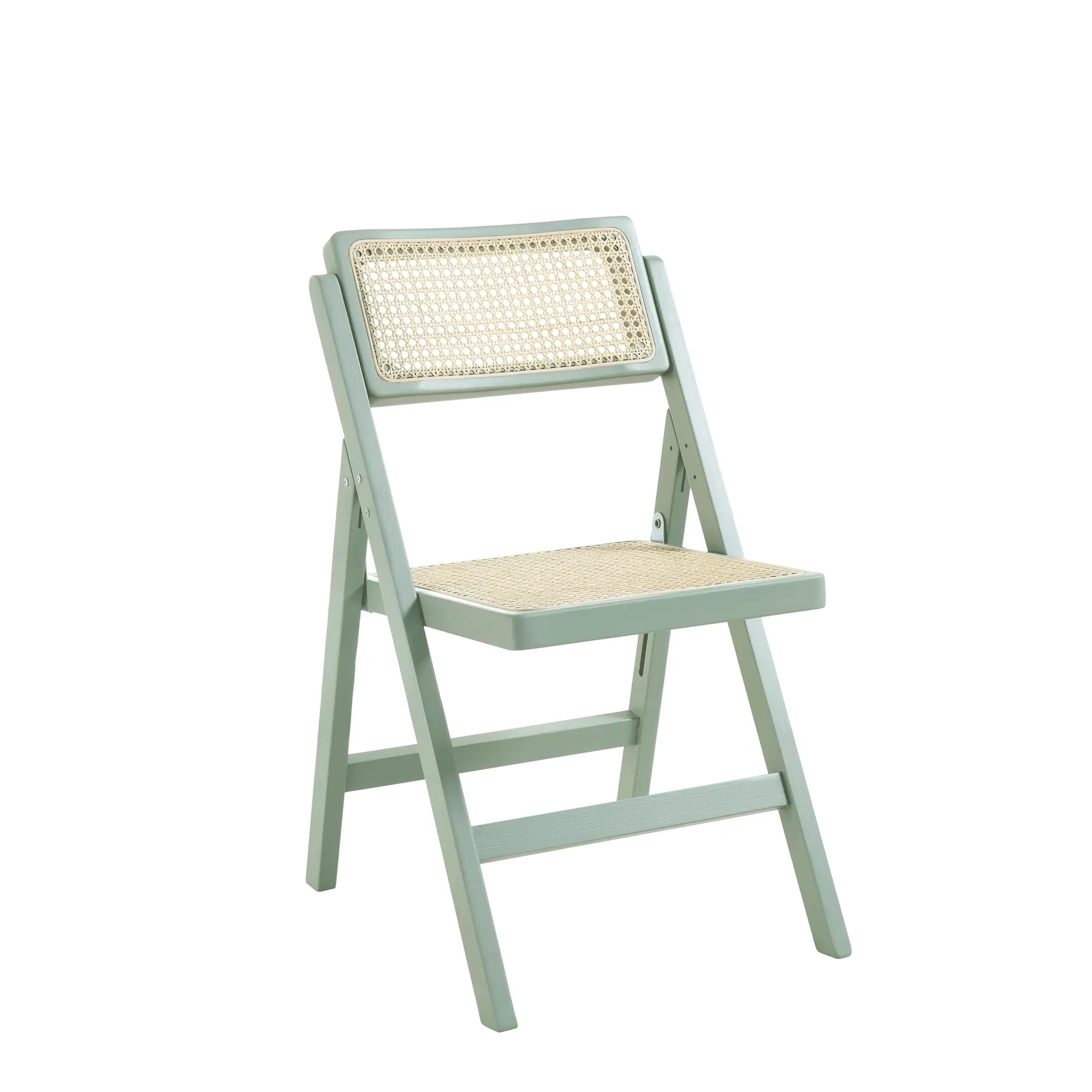 Frances Set of 2 Folding Cane Rattan Chairs, Mint - Image 3