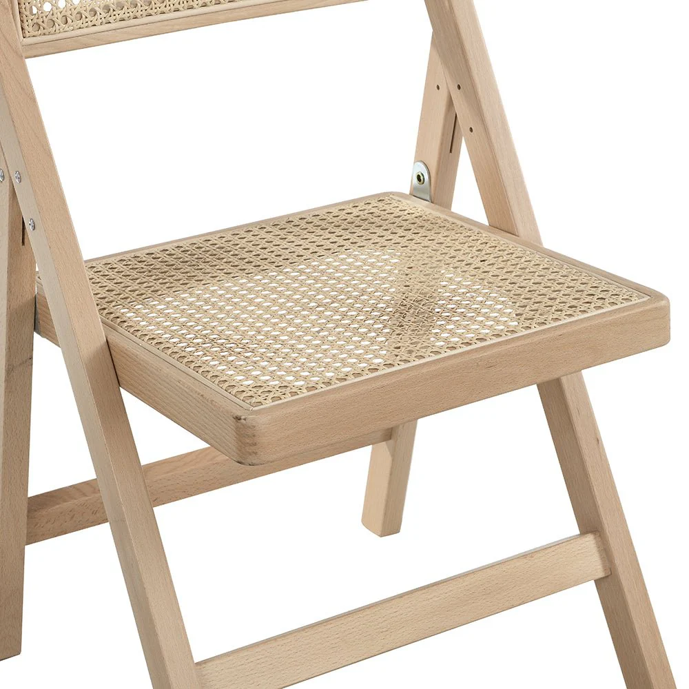 Frances Set of 2 Folding Cane Rattan Chairs, Natural Colour - Image 10