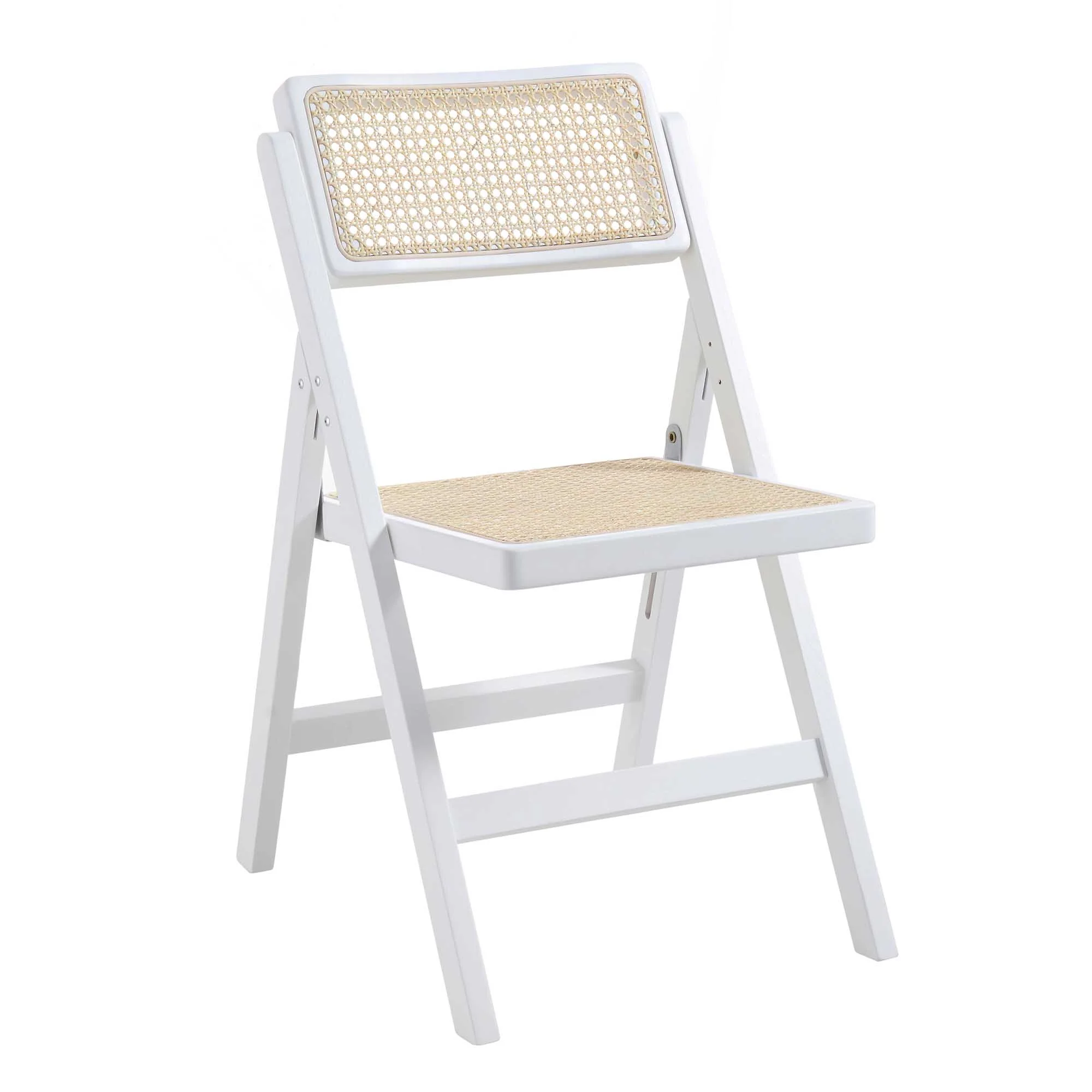 Frances Set of 2 Folding Cane Rattan Chairs, White - Image 7