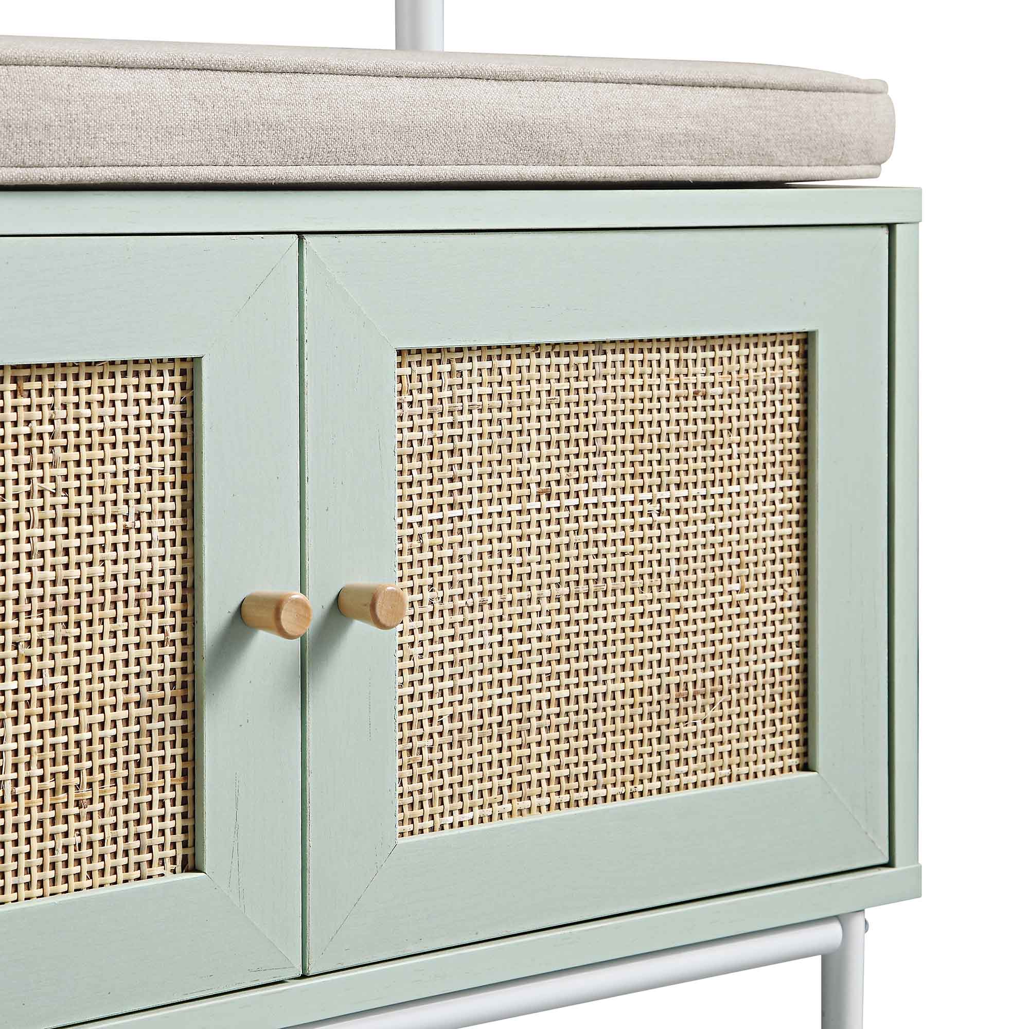 Frances Woven Hallway Unit with Cushion, Mint - Image 10