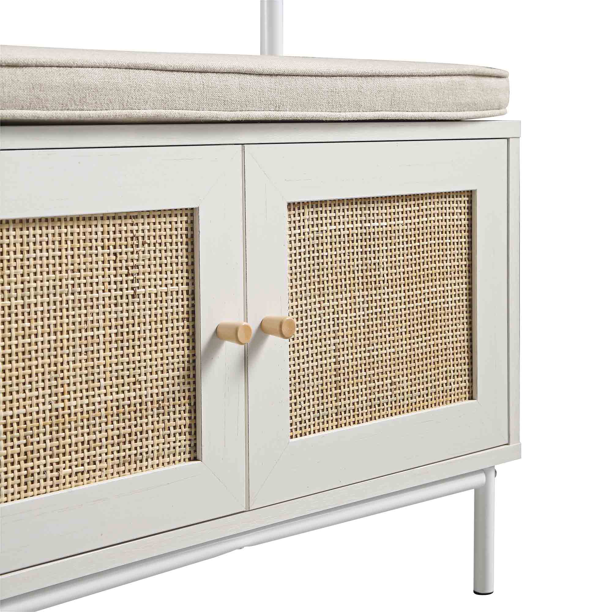 Frances Woven Hallway Unit with Cushion, White - Image 10