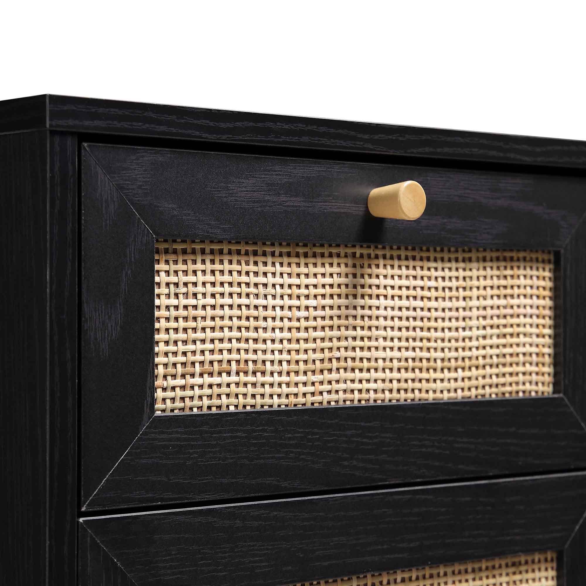 Frances Woven Rattan 1-Door Bathroom Cabinet, Black - Image 9