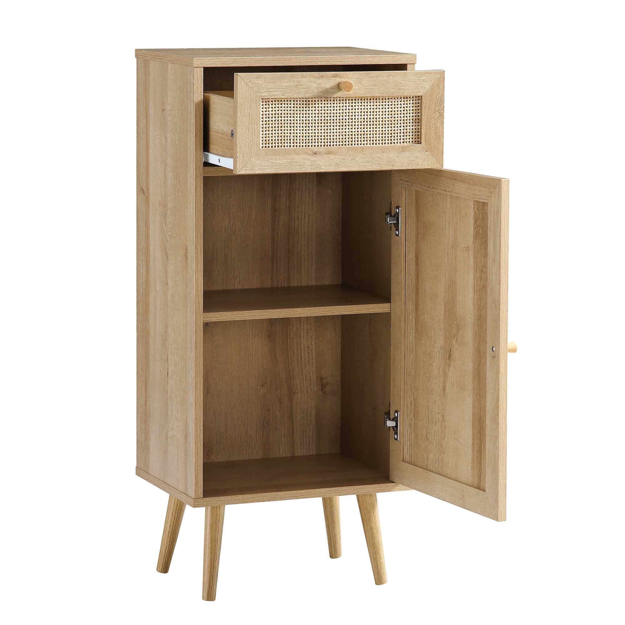 Frances Woven Rattan 1-Door Bathroom Cabinet, Natural - Image 7