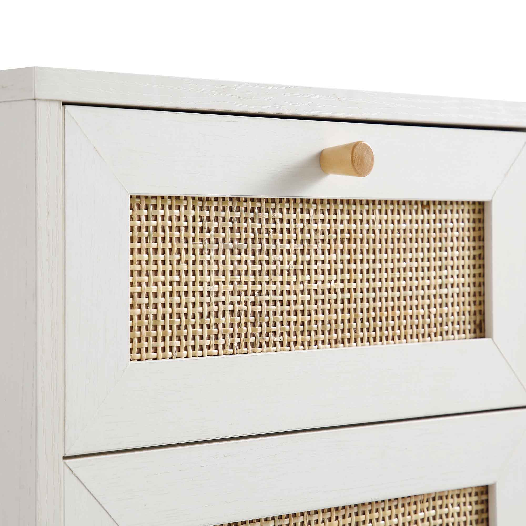 Frances Woven Rattan 1-Door Bathroom Cabinet, White - Image 9