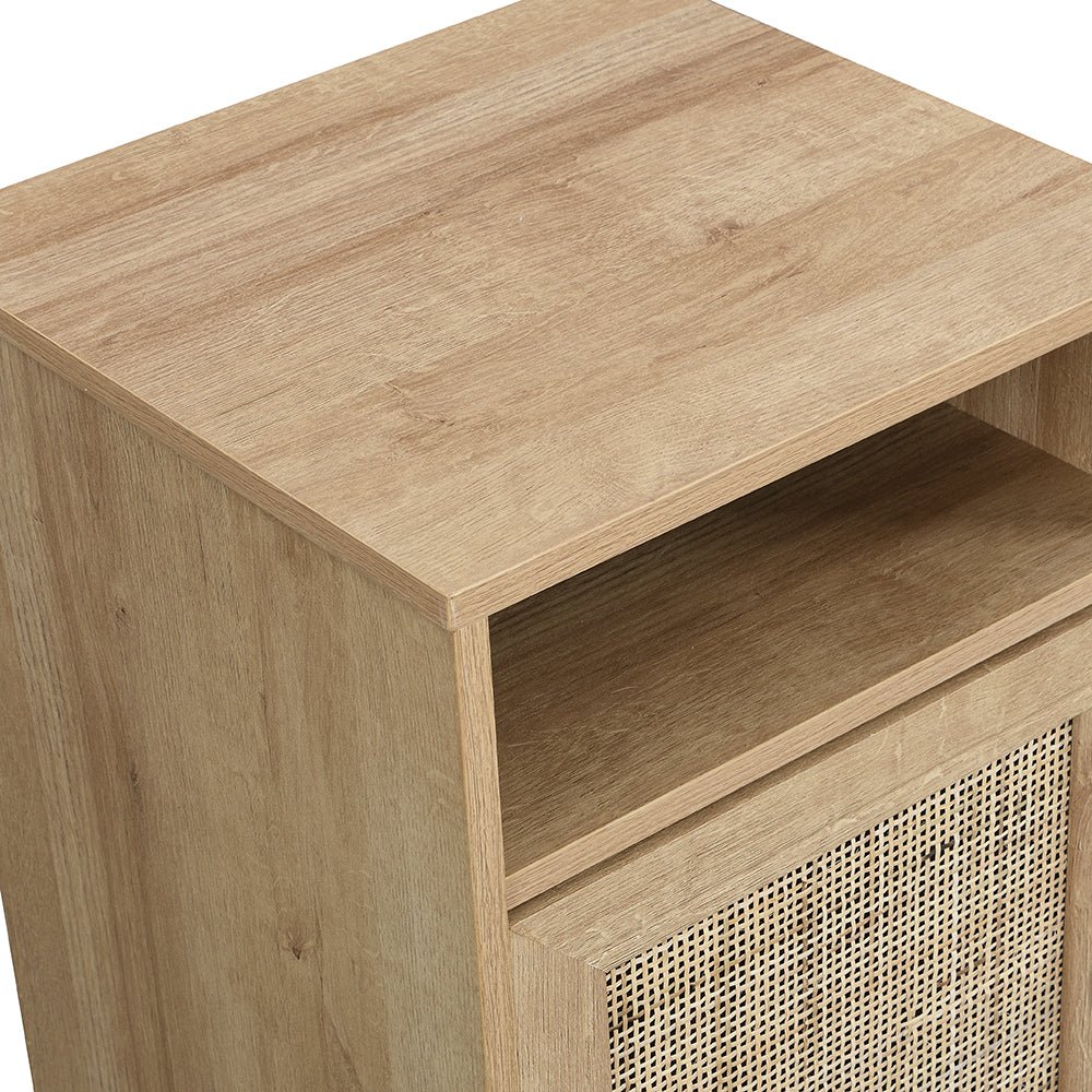 Frances Woven Rattan 1-Door Bedside Table in Natural Colour - Image 8