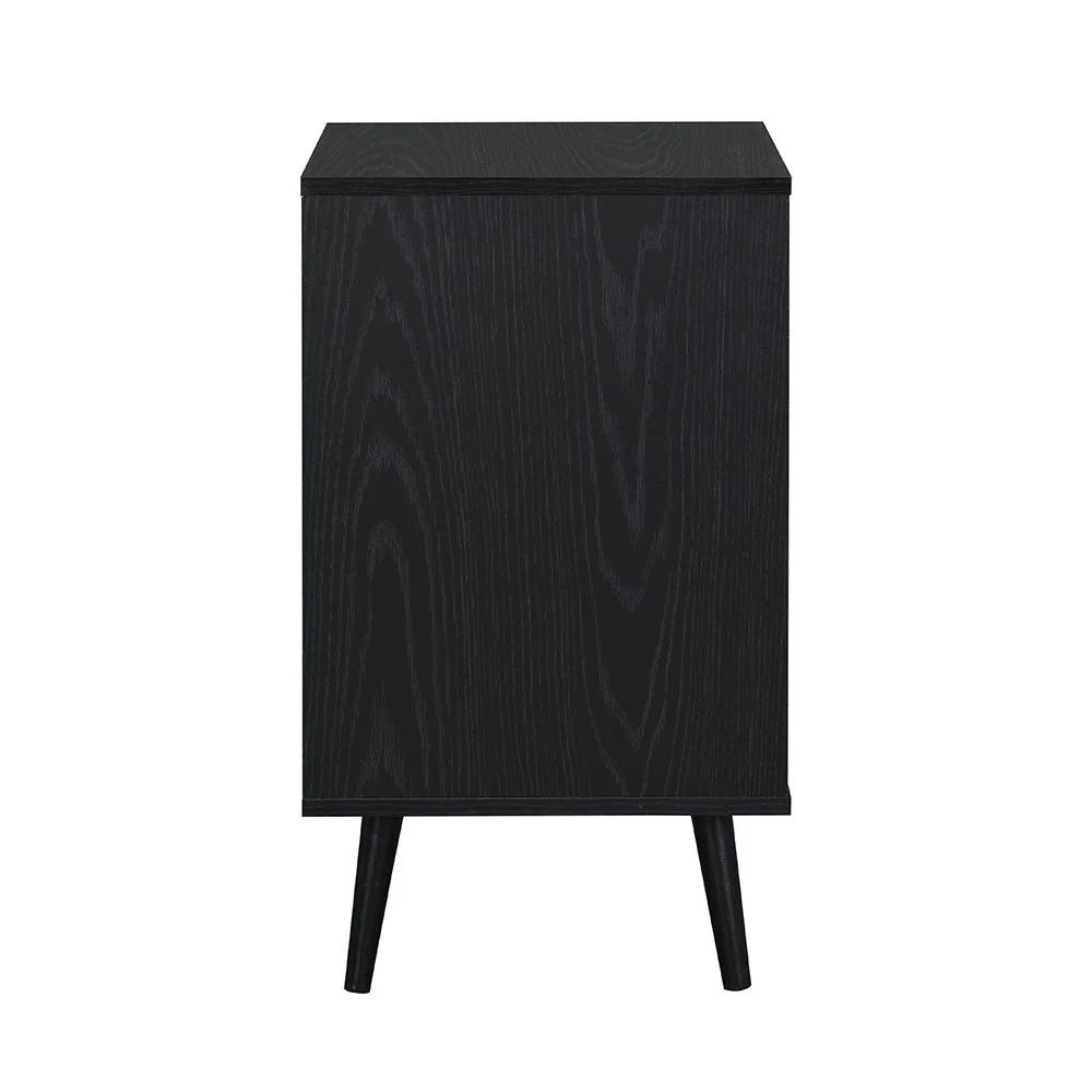 Frances Woven Rattan 1-Door Bedside Table in Black Colour - Image 6