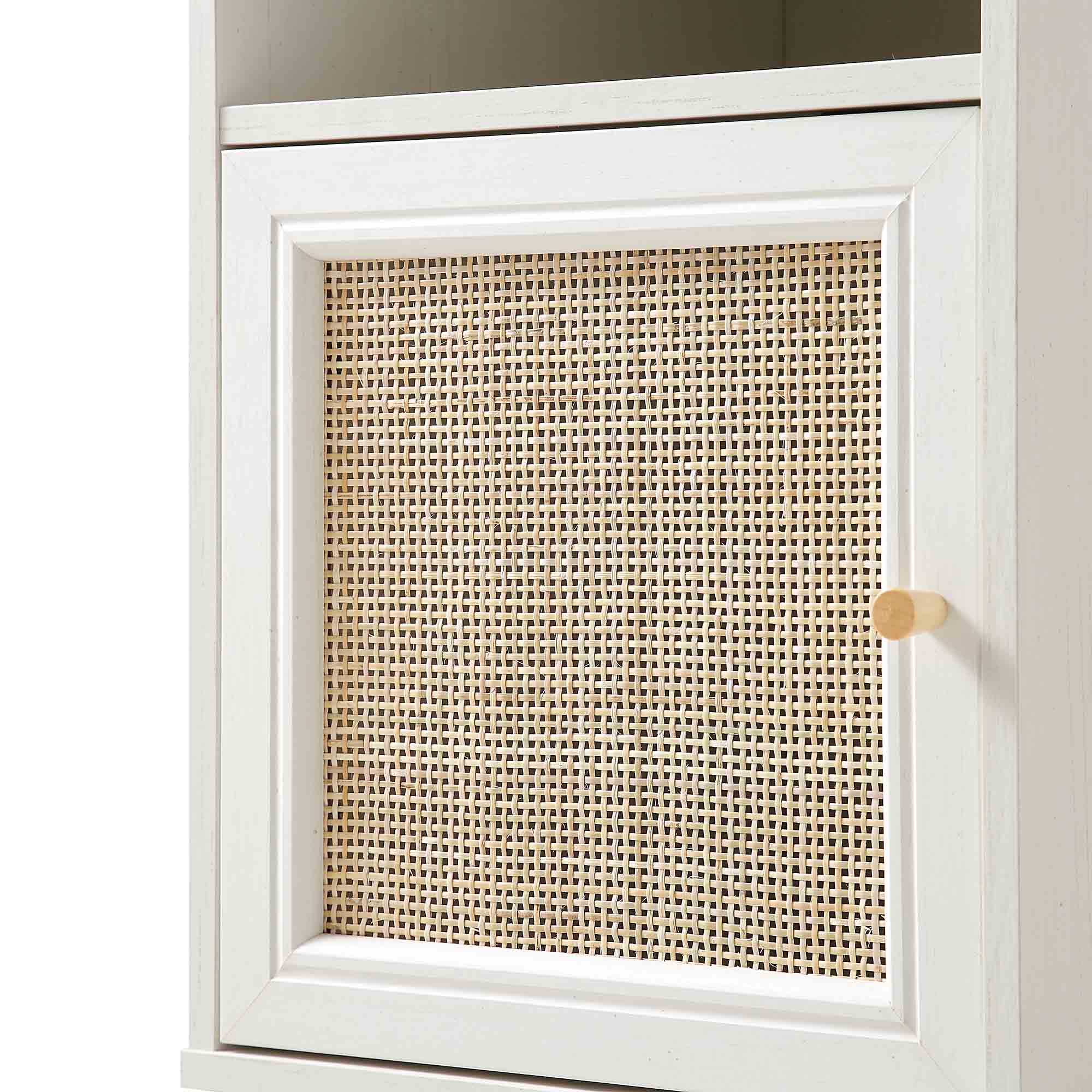 Frances Woven Rattan 1-Door Bedside Table in White - Image 10