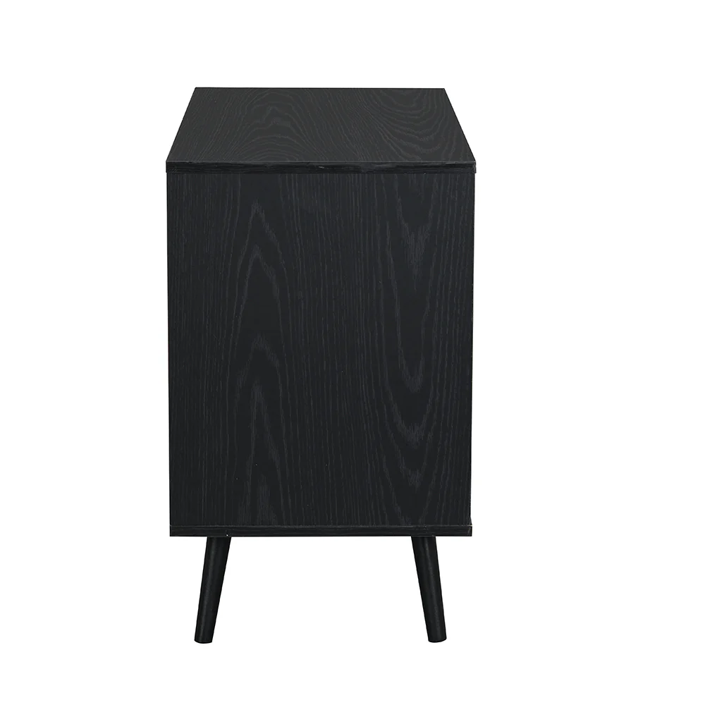 Frances Woven Rattan 1-Door Cabinet in Black - Image 4