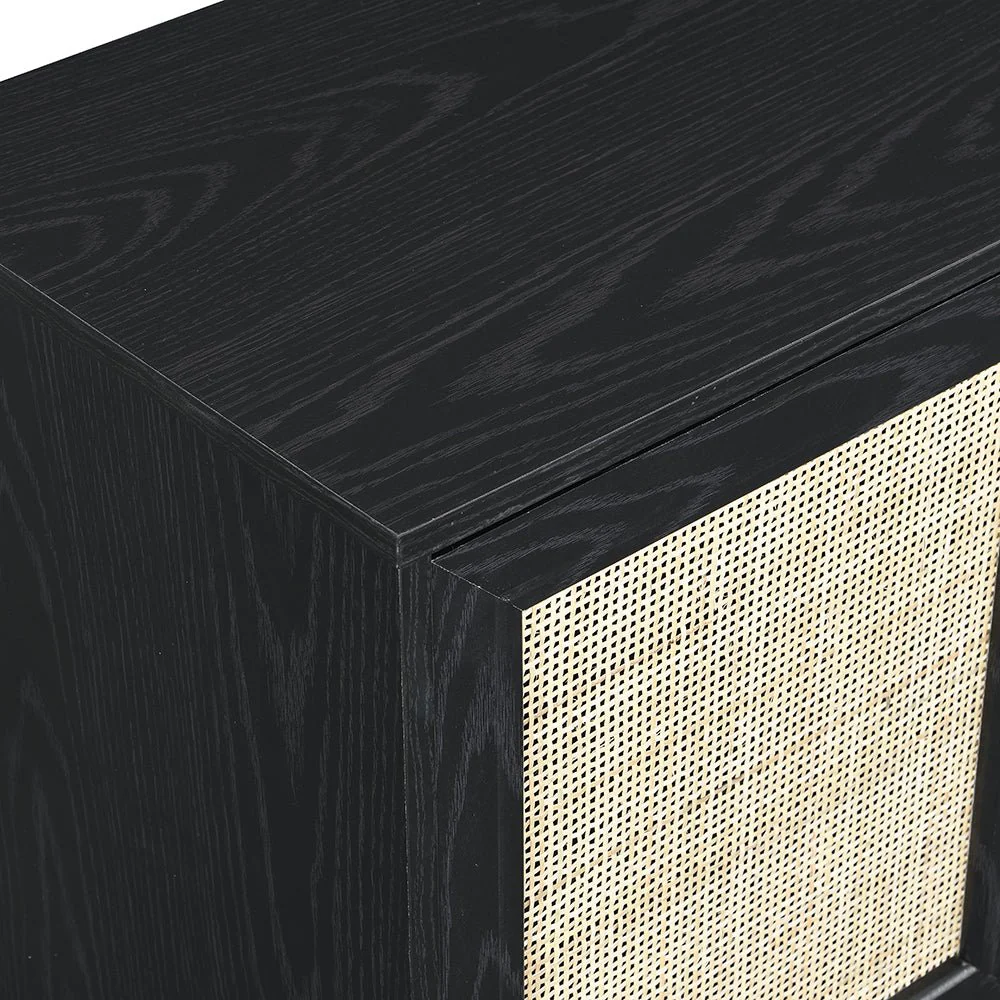 Frances Woven Rattan 1-Door Cabinet in Black - Image 6