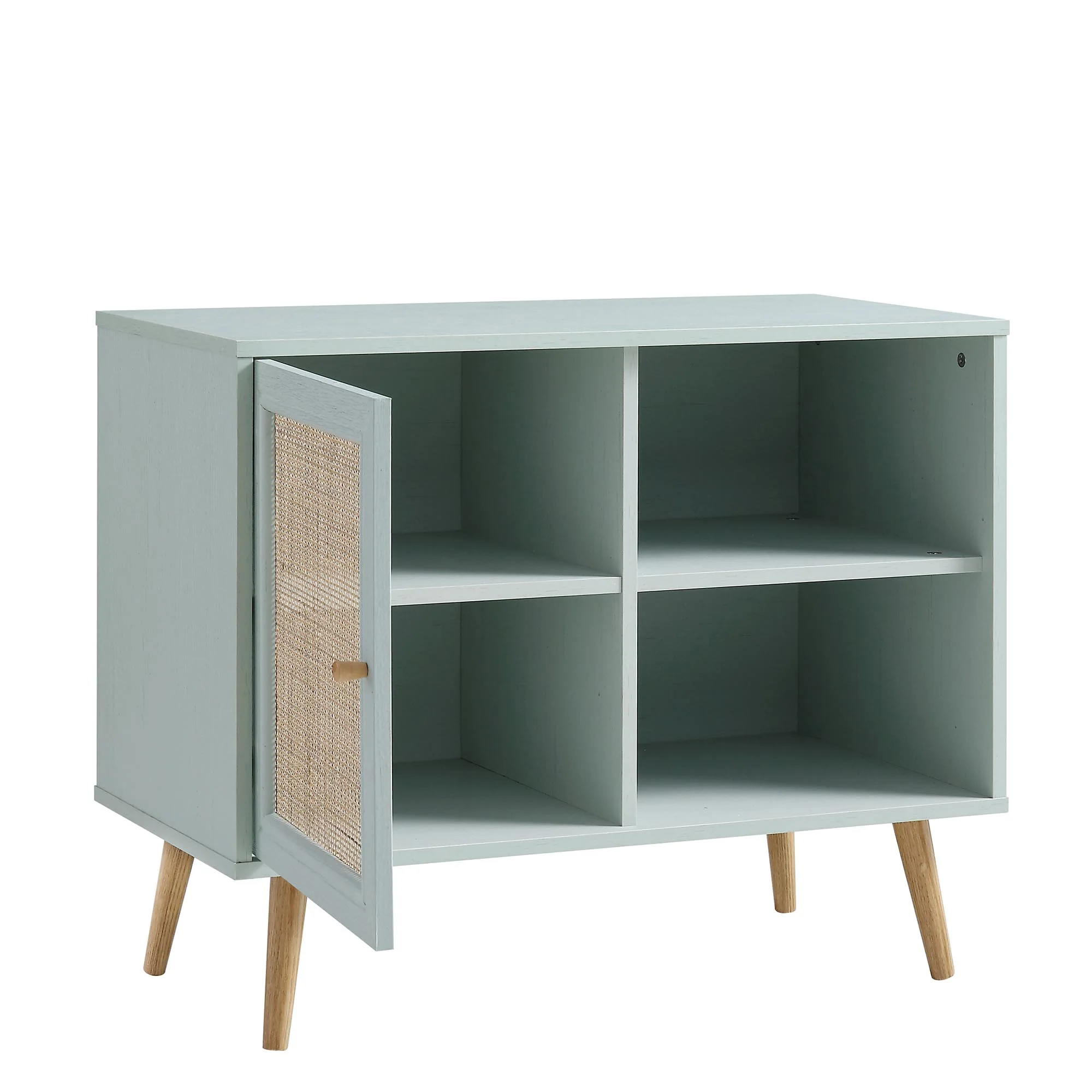 Frances Woven Rattan 1-Door Cabinet in Mint - Image 6