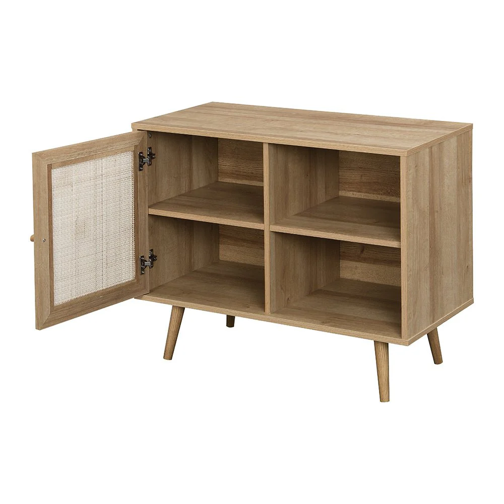 Frances Woven Rattan 1-Door Cabinet in Natural - Image 7
