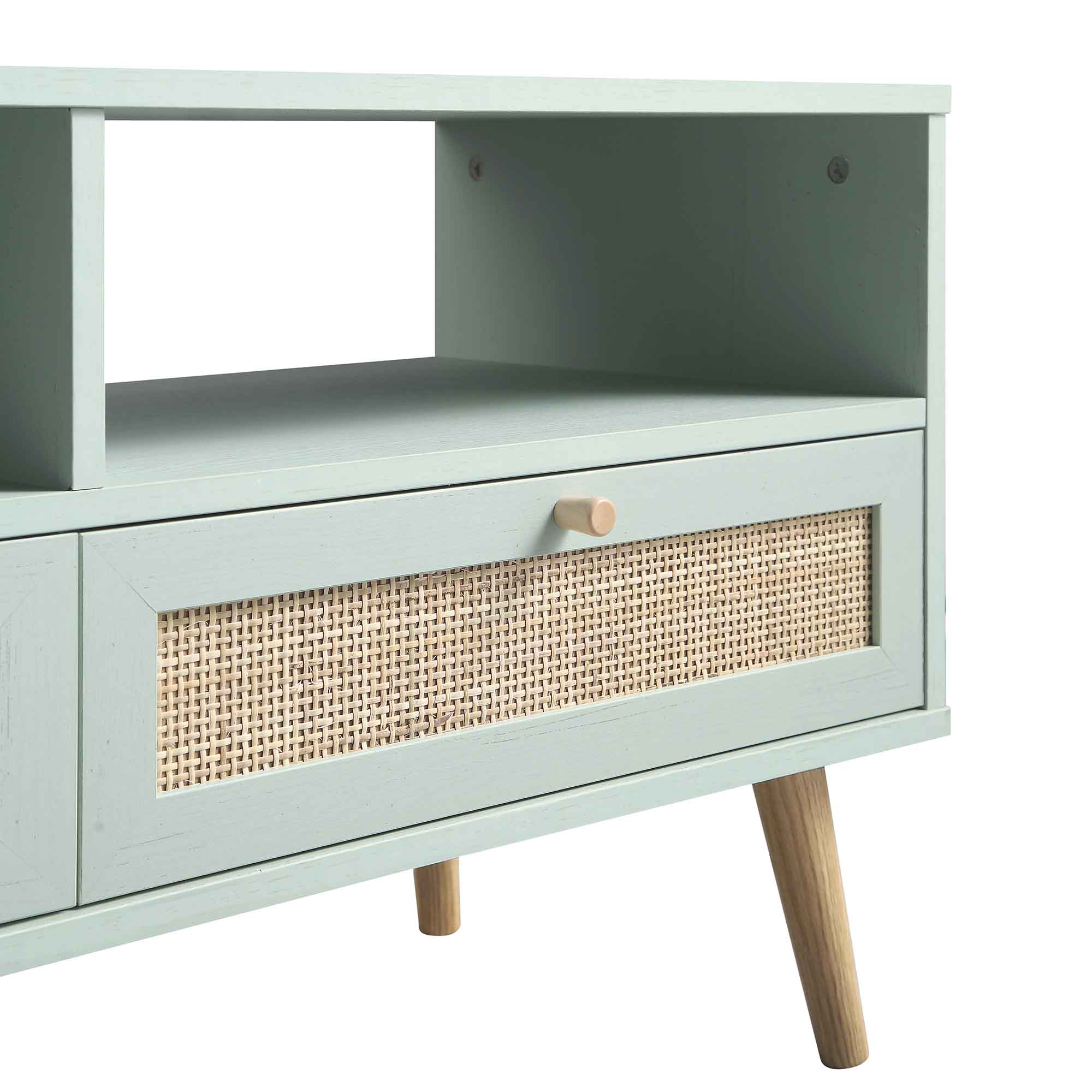 Frances Woven Rattan 160cm 3-Drawer TV Unit, Mint - Image 12