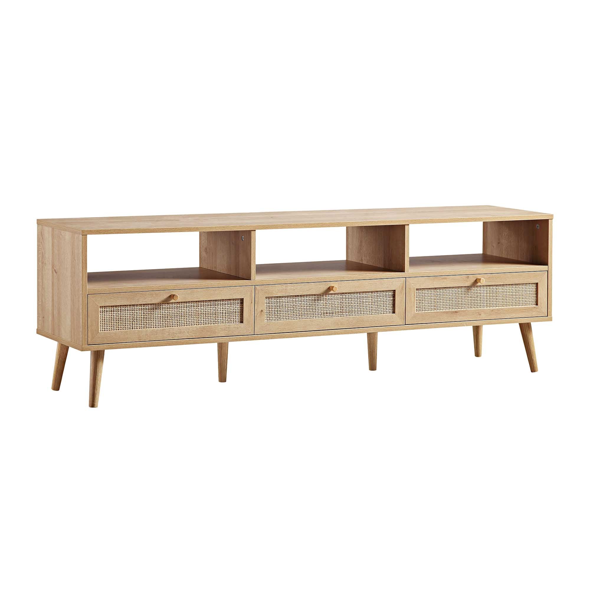 Frances Woven Rattan 160cm 3-Drawer TV Unit, Natural - Image 5