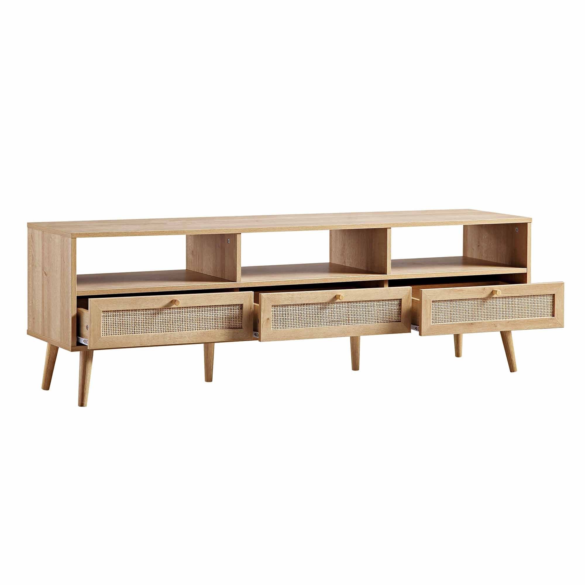 Frances Woven Rattan 160cm 3-Drawer TV Unit, Natural - Image 7