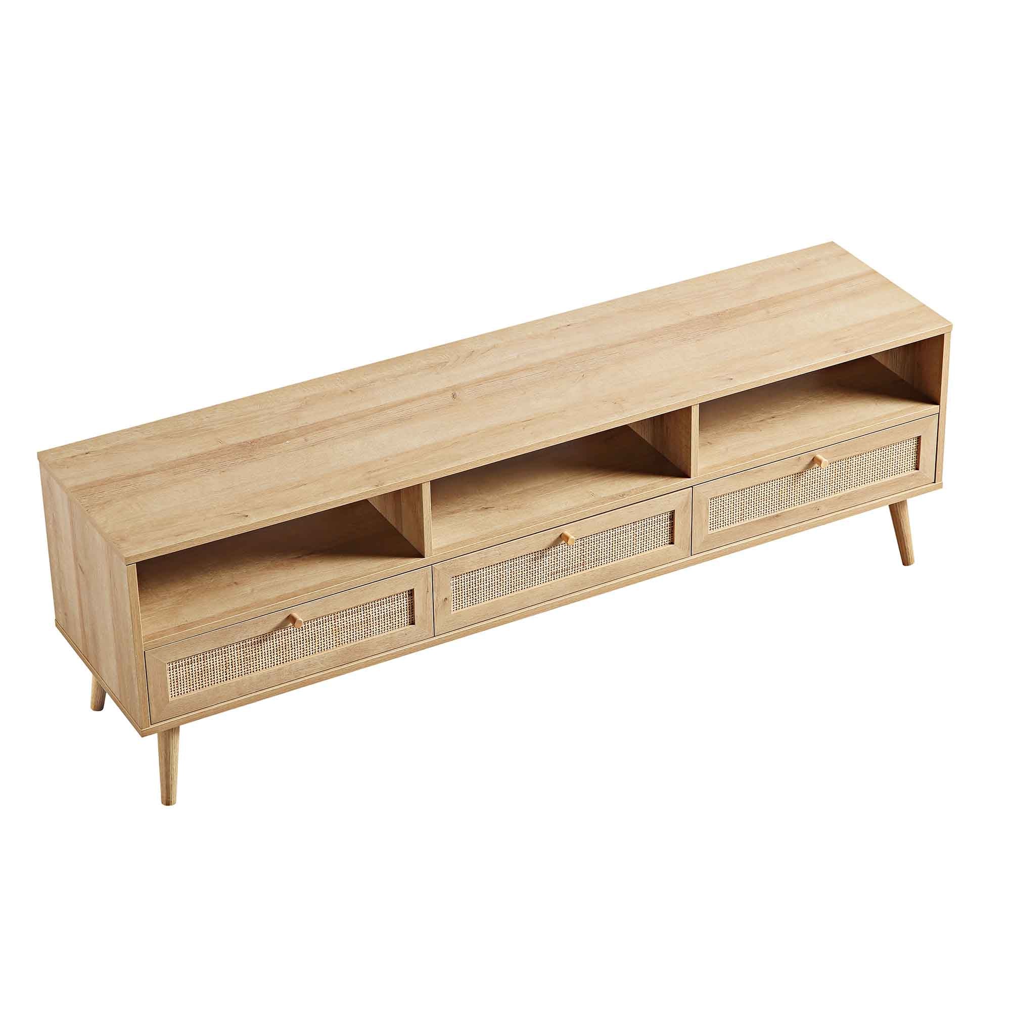 Frances Woven Rattan 160cm 3-Drawer TV Unit, Natural - Image 9