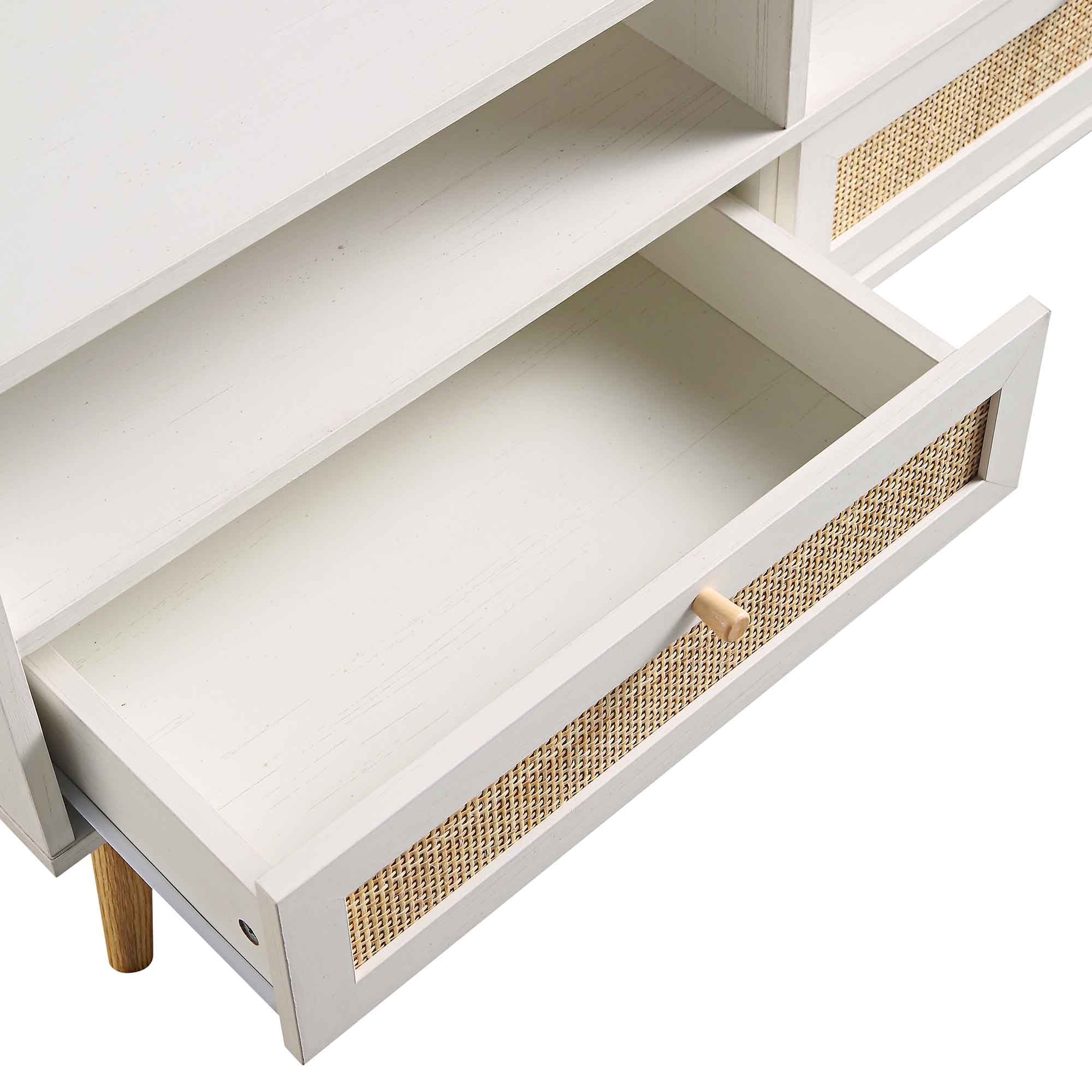 Frances Woven Rattan 160cm 3-Drawer TV Unit, White - Image 12